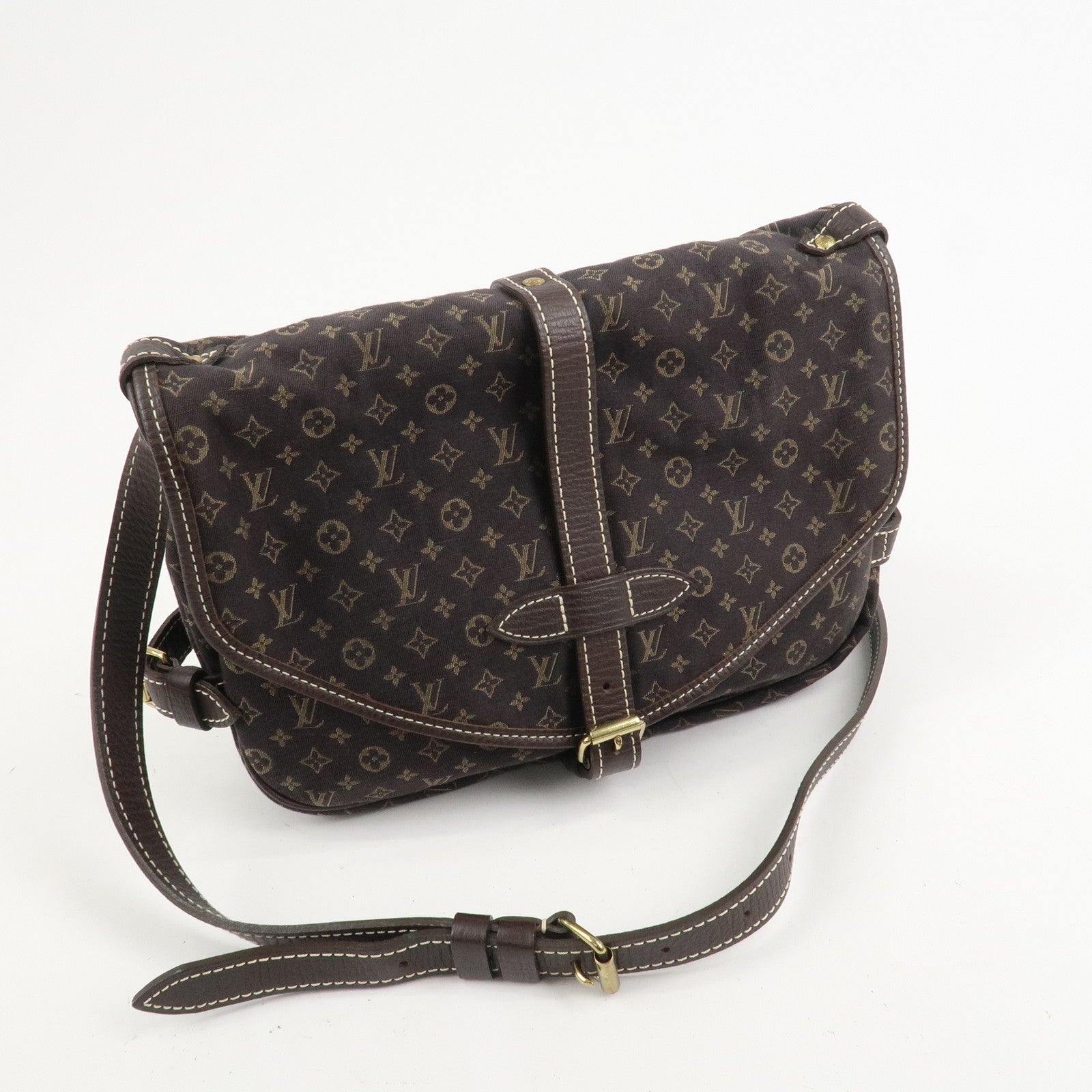 Louis Vuitton Monogram Mini Lin Saumur 30 Shoulder Bag Brown M95227