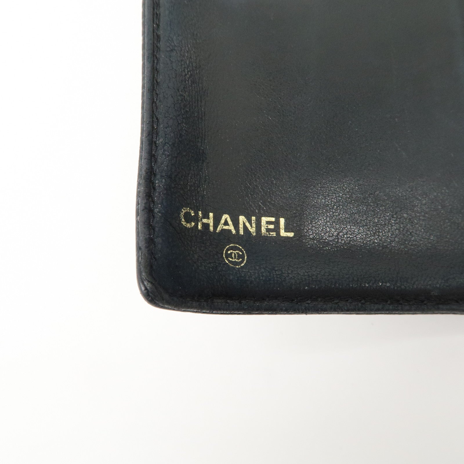 CHANEL COCO Mark Caviarskin Leather Bi-fold Wallet Black