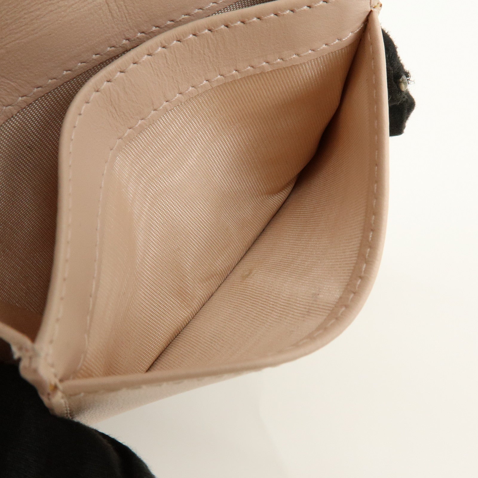 Christian Dior Lady Dior Canage Leather Card Case Pink Beige