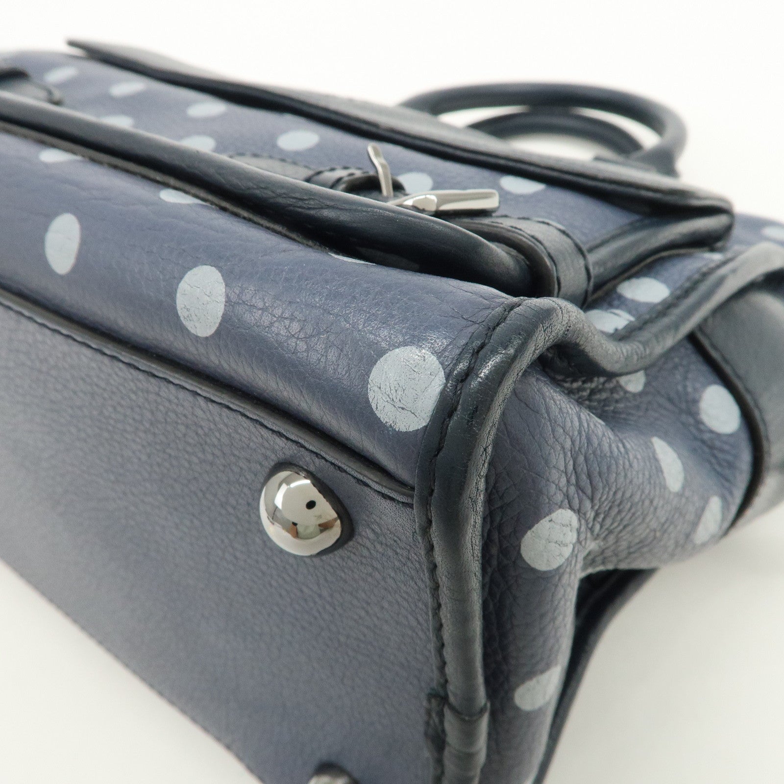 LOEWE Amazona Cruz Leather 2Way Bag Hand Bag Shoulder Bag Navy