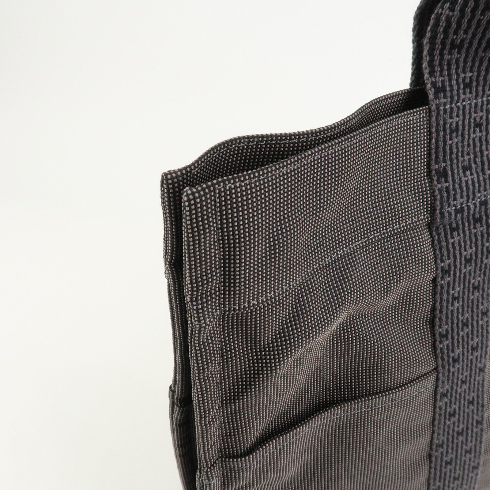 HERMES Herline MM Nylon Canvas Tote Bag Hand Bag Black