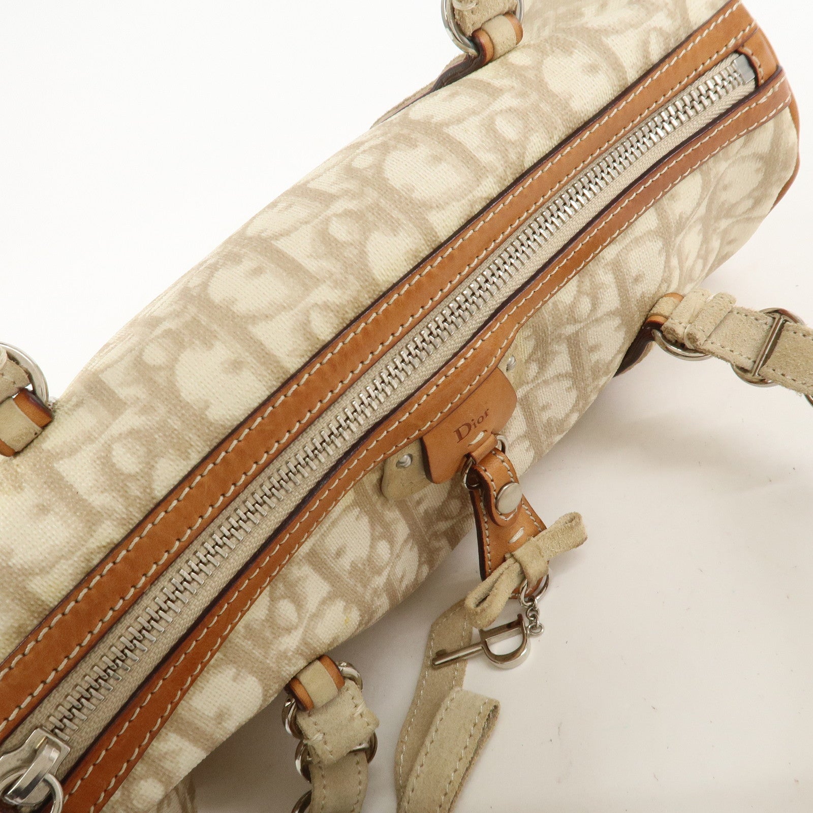 Christian Dior Romantic Trotter PVC Leather Hand Bag Beige