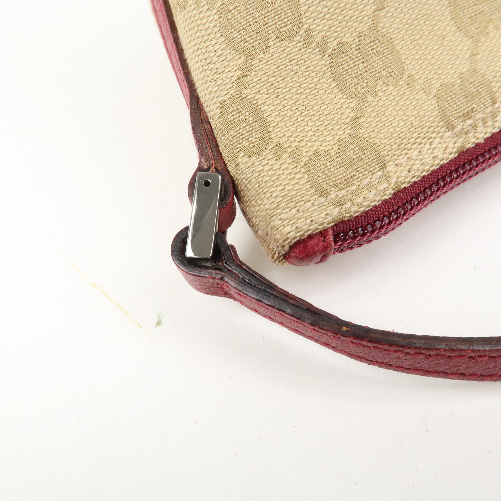GUCCI Boat Bag Logo GG Monogram Canvas Hand Bag Beige Pink 07198