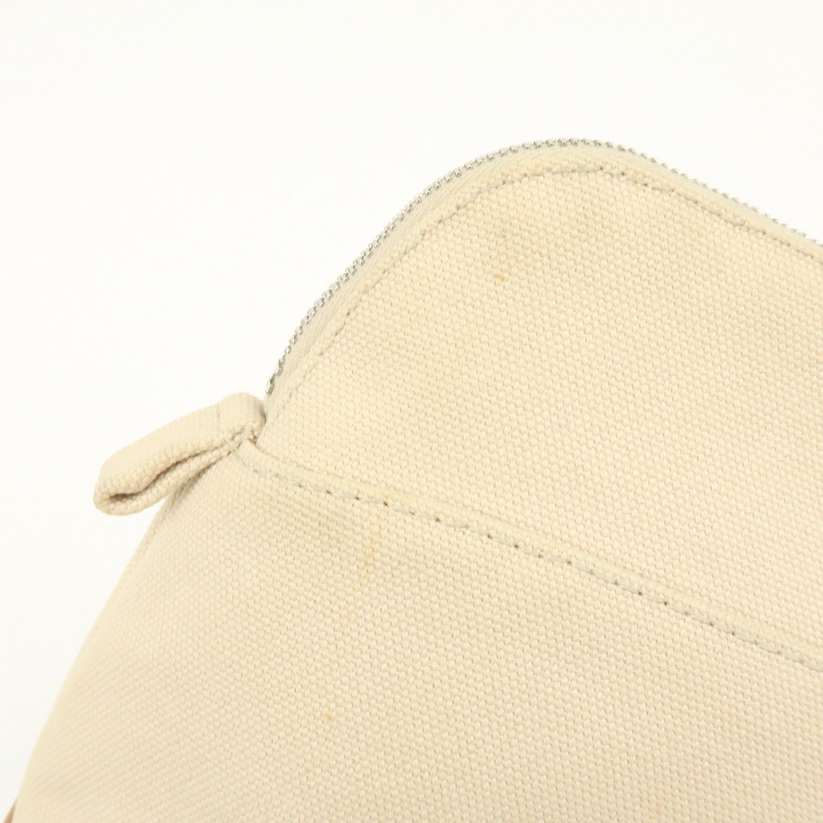 HERMES Bolide Mini Cotton Leather Pouch Cosmetic Case Ivory Beige