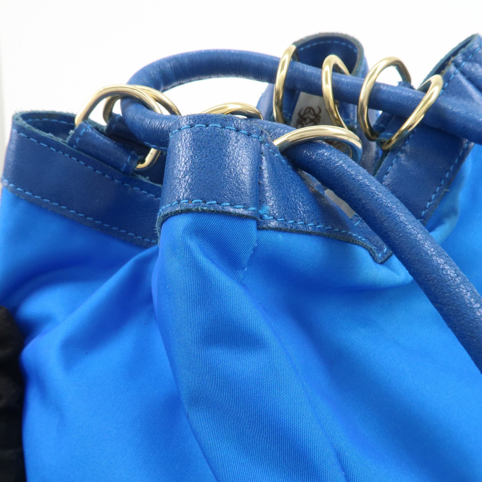 LOEWE Anagram Logo Nylon Leather Backpack Rucksack Blue