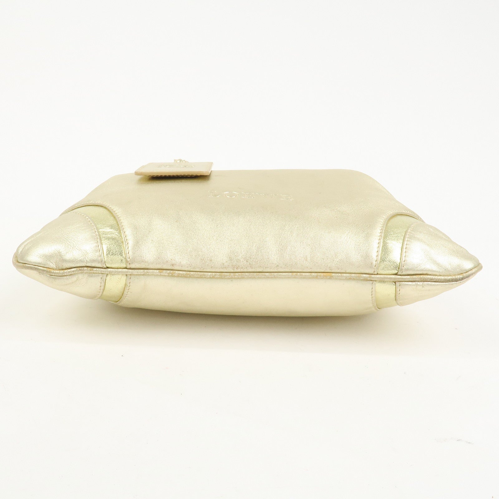 LOEWE Anagram Logo Leather Tote Bag Hand Bag Champagne Gold