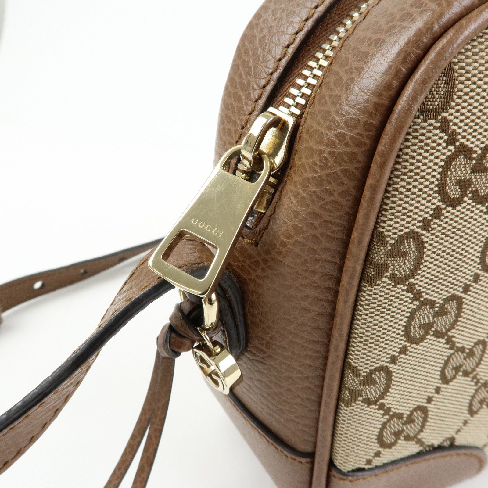 GUCCI Interlocking G Canvas Leather Shoulder Crossbody Bag 449413
