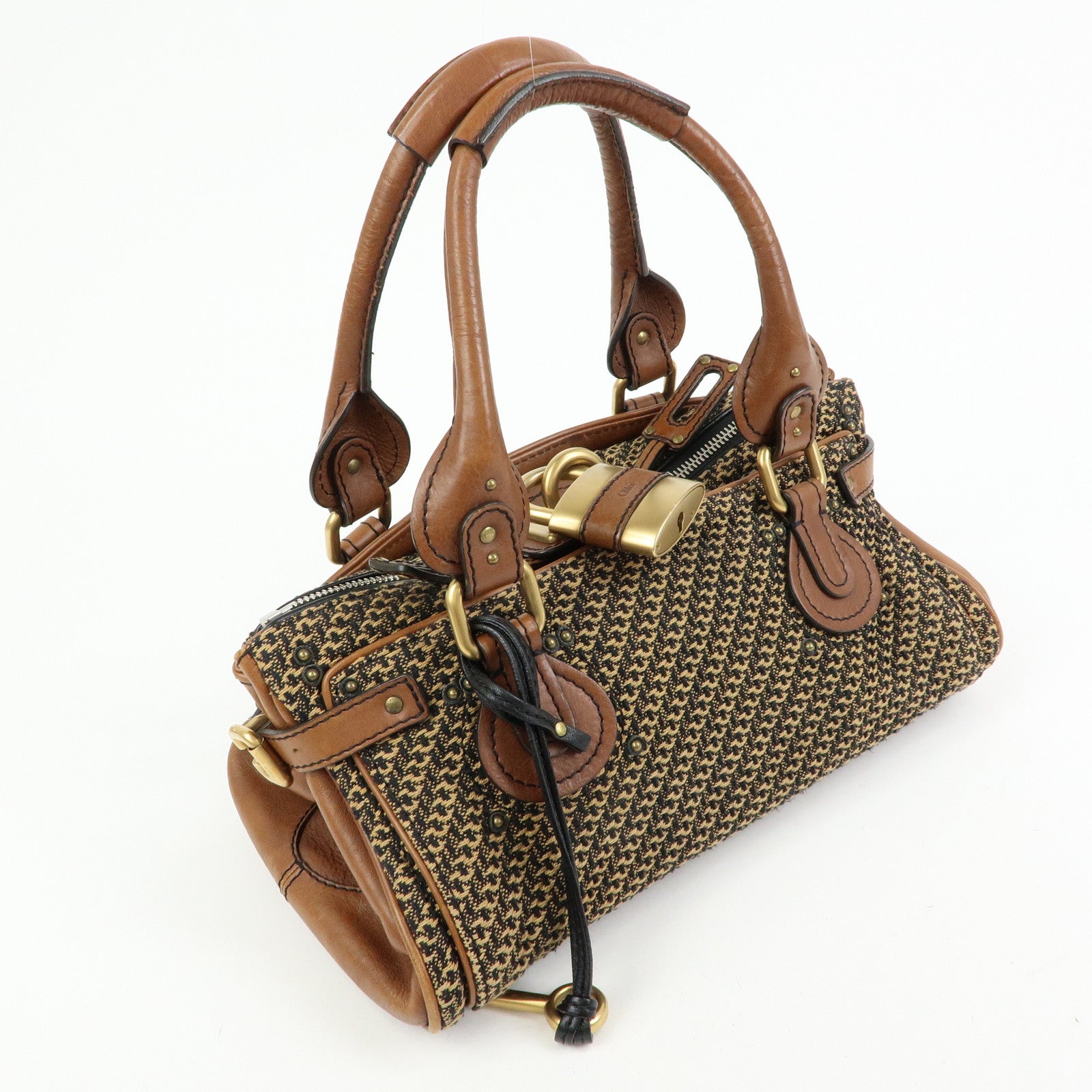 Chloe Paddington Medium Jacquard Leather Hand Bag Brown