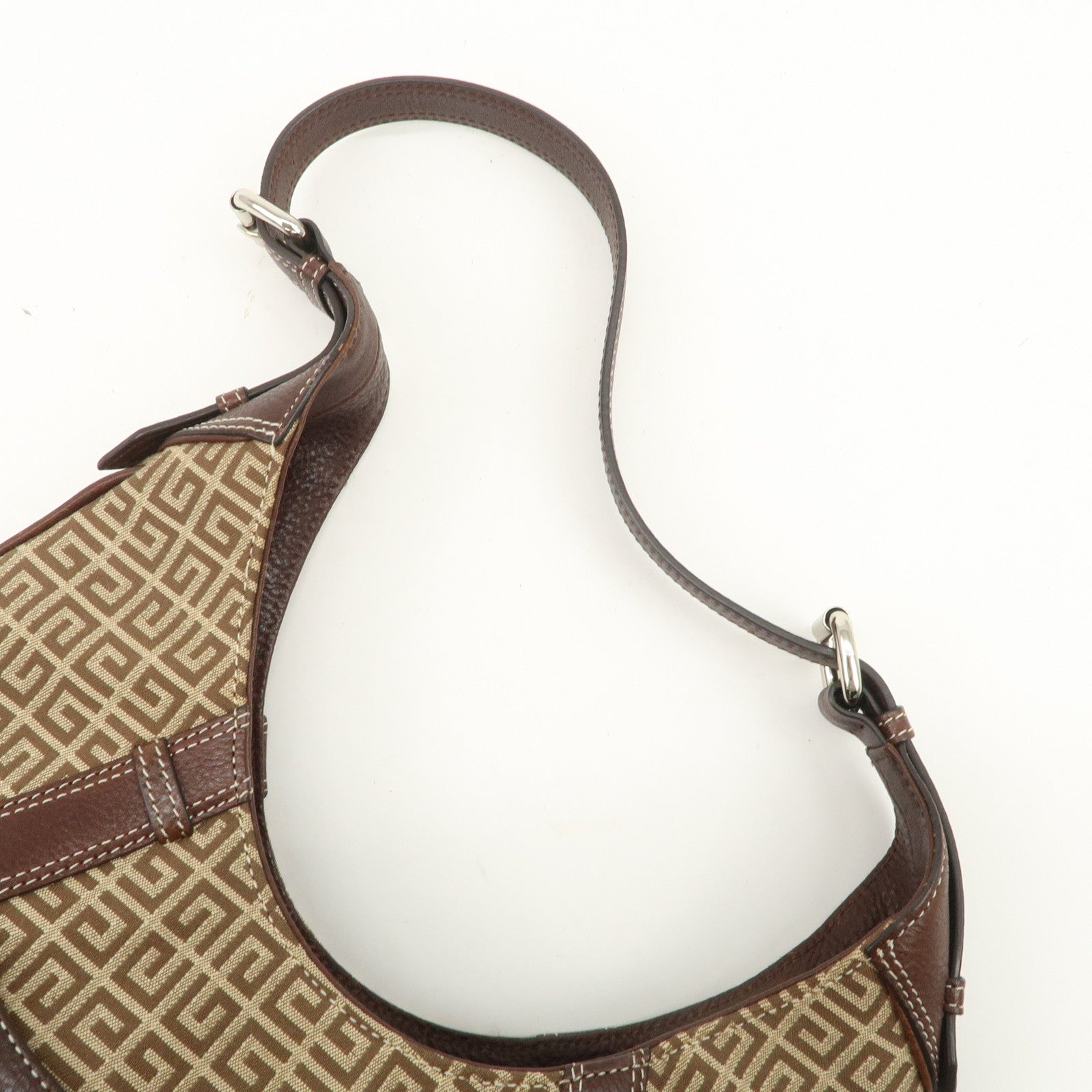 GIVENCHY 4G Logo Canvas Leather Hand Bag Shoulder Bag Beige Brown