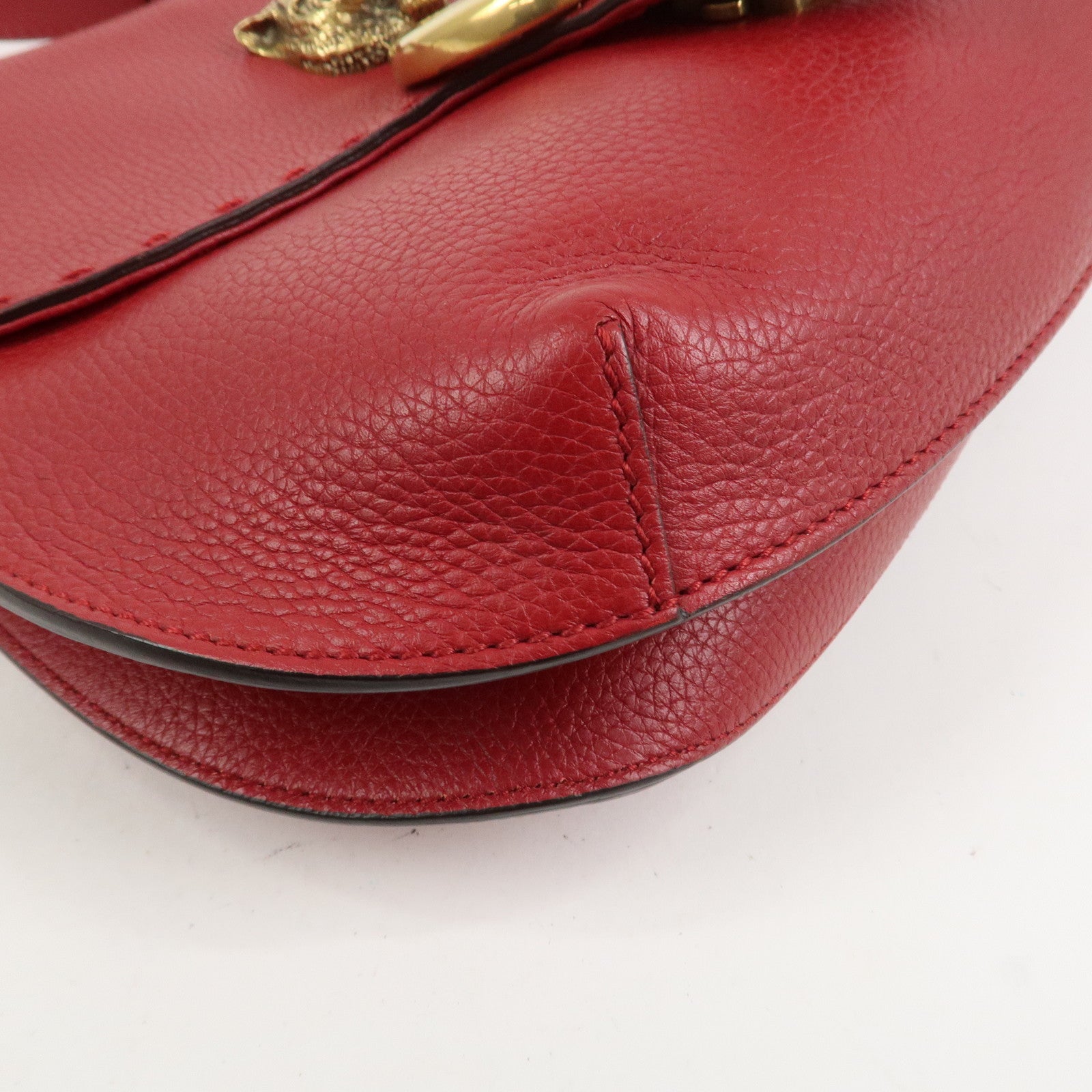 GUCCI GG Marmont Tiger Head Leather Shoulder Bag Red 409154