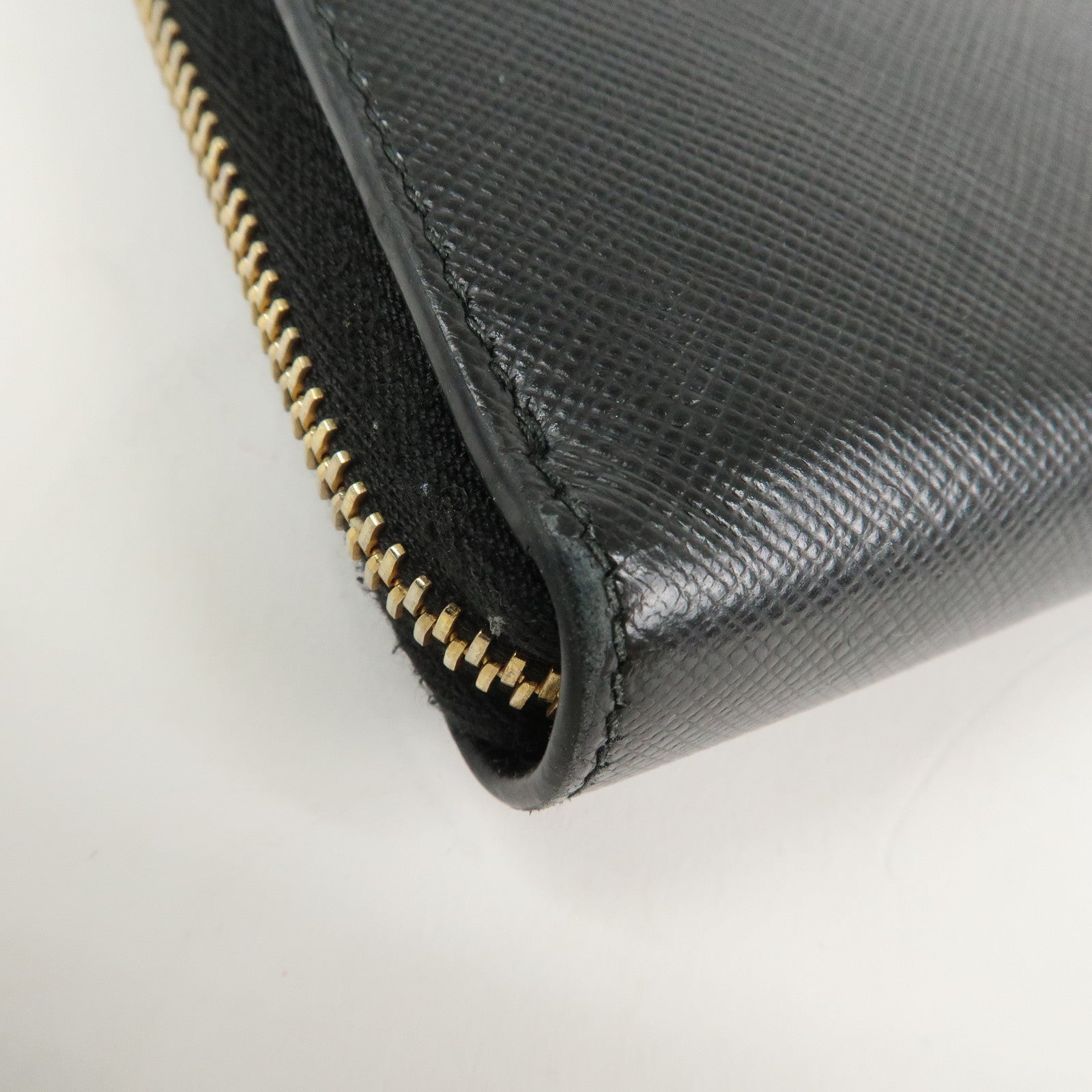PRADA Logo Saffiano Leather Zippy Long Wallet Black 1ML506
