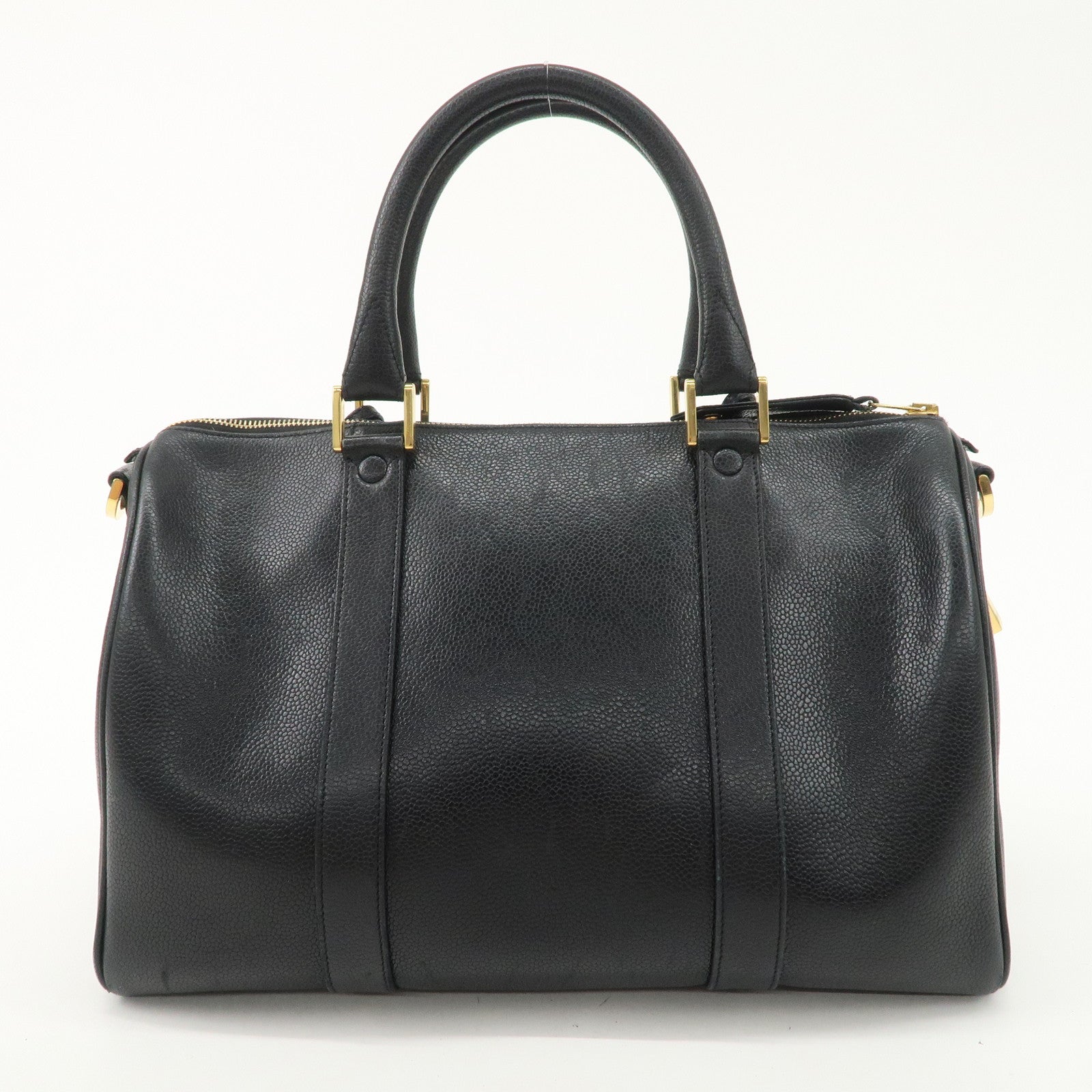 CHANEL COCO Mark Caviarskin Mini Boston Bag Hand Bag Black Used