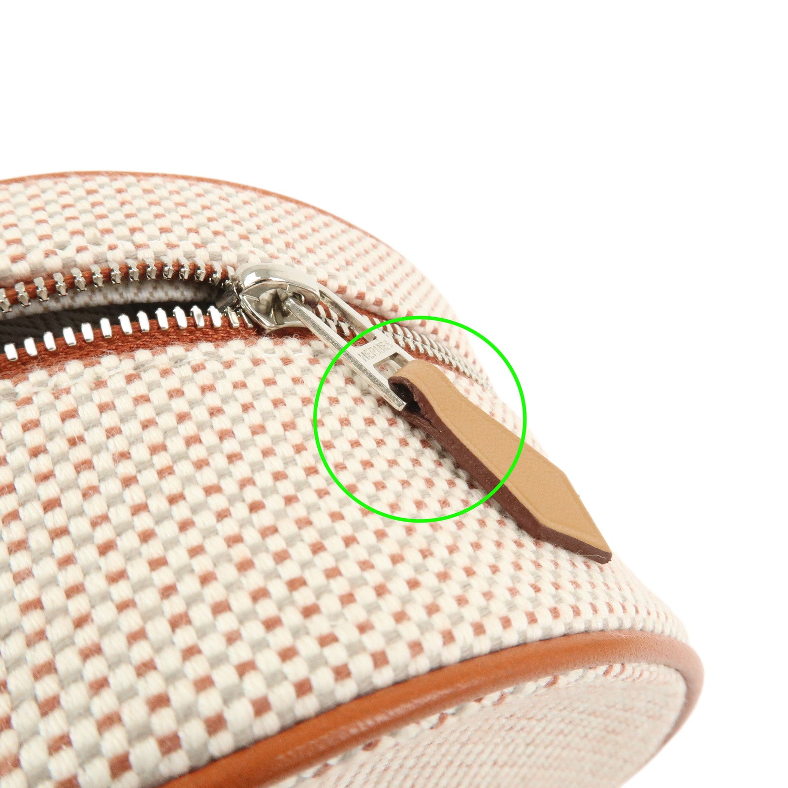 HERMES Evasion Cotton 100% Leather Cosmetic Makeup Pouch Vermilion