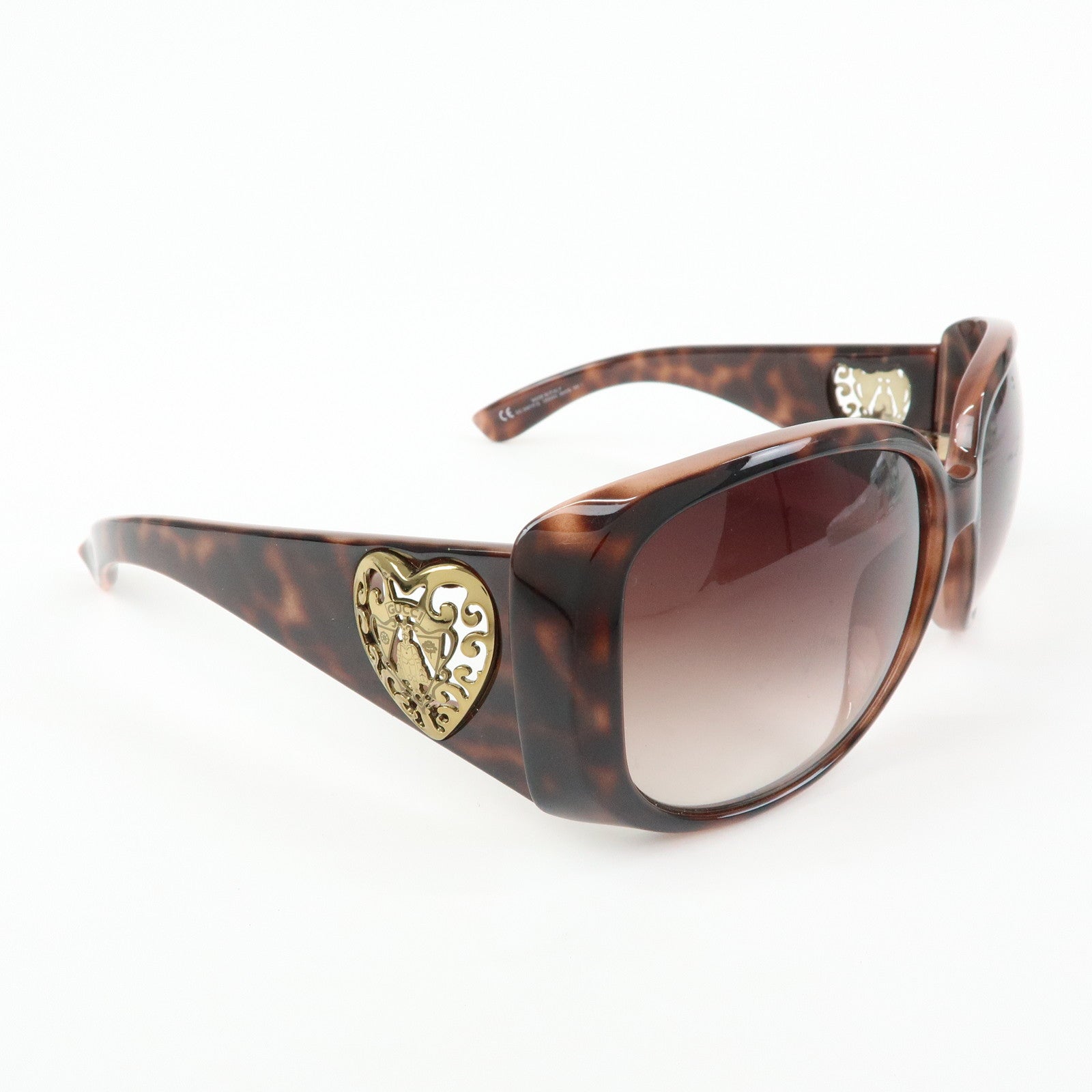 GUCCI Crest Plastic Sunglasses Heart Brown GG3067