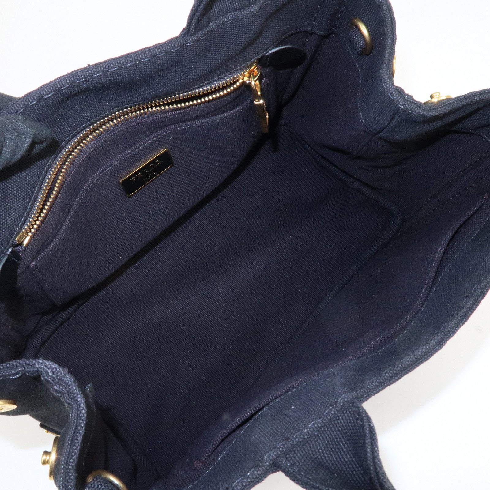 PRADA Canapa Mini Canvas 2Way Hand Bag Tote Bag Black 1BG439 Used