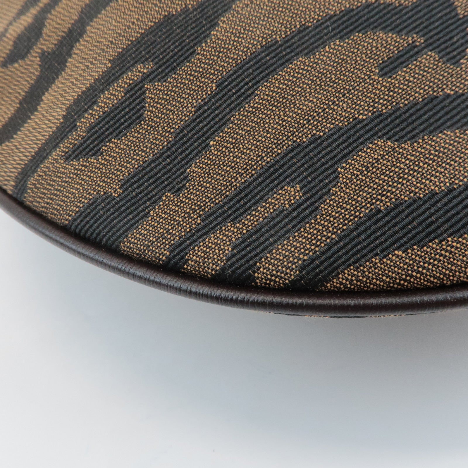 FENDI Zebra Leather Canvas Shoulder Bag Hand Bag Black Brown Used