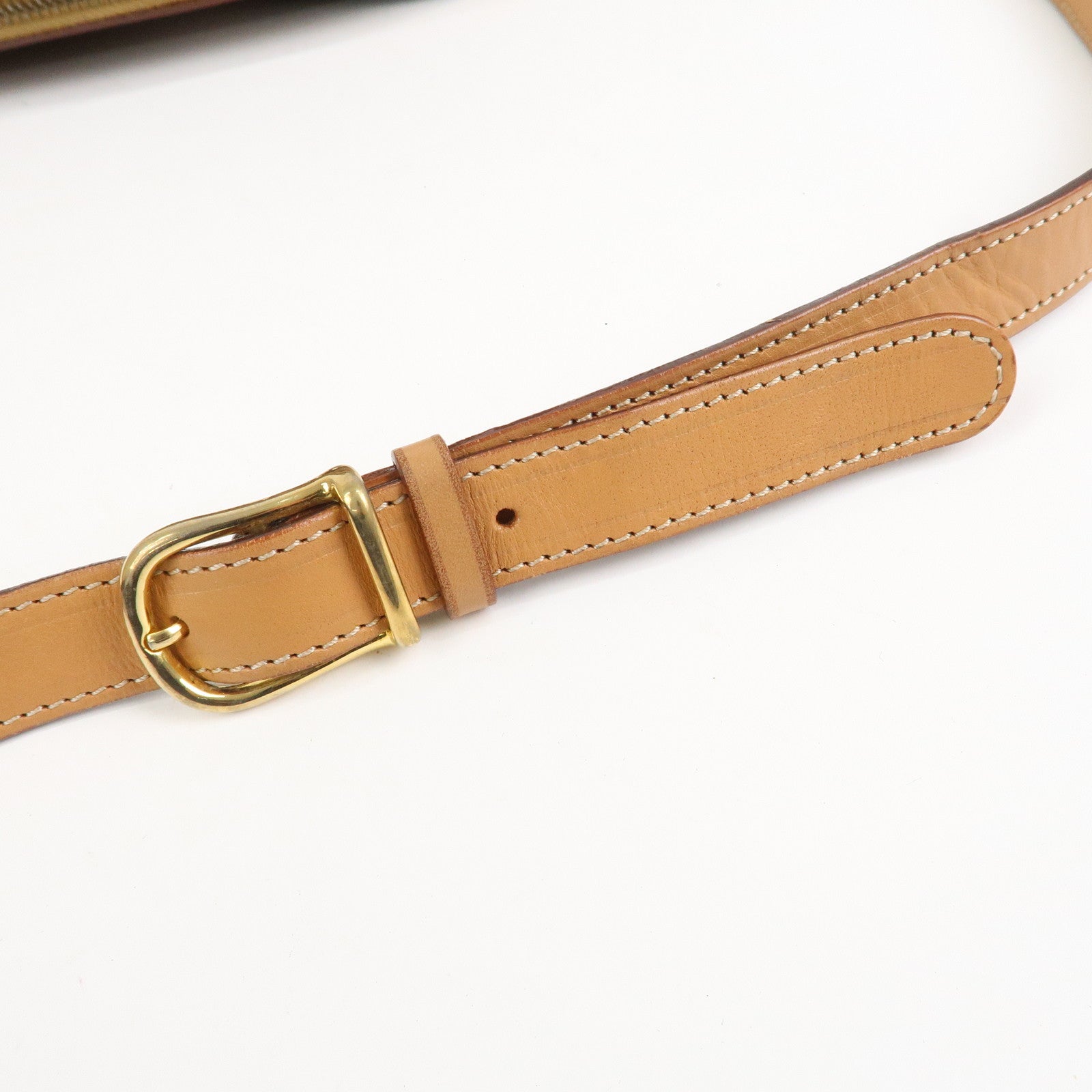 CELINE Macadam Leather Shoulder Bag Beige Brown Gold Hardware