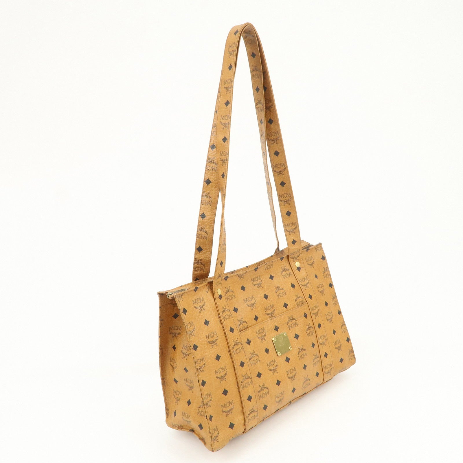 MCM Visetos Leather Shoulder Bag Tote Bag Brown