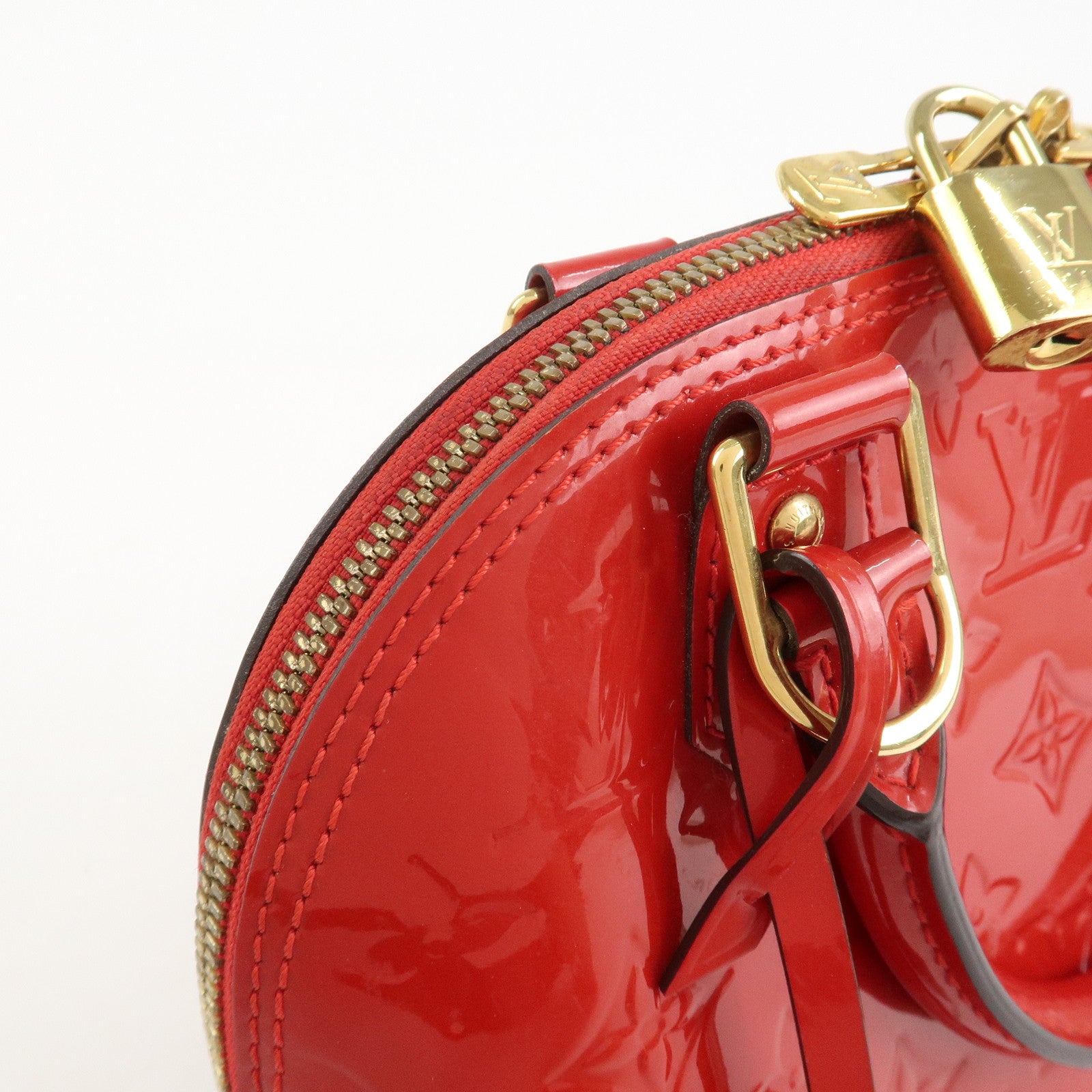 Louis Vuitton Monogram Vernis Alma BB 2Way Hand Bag Cerise M90174 Used