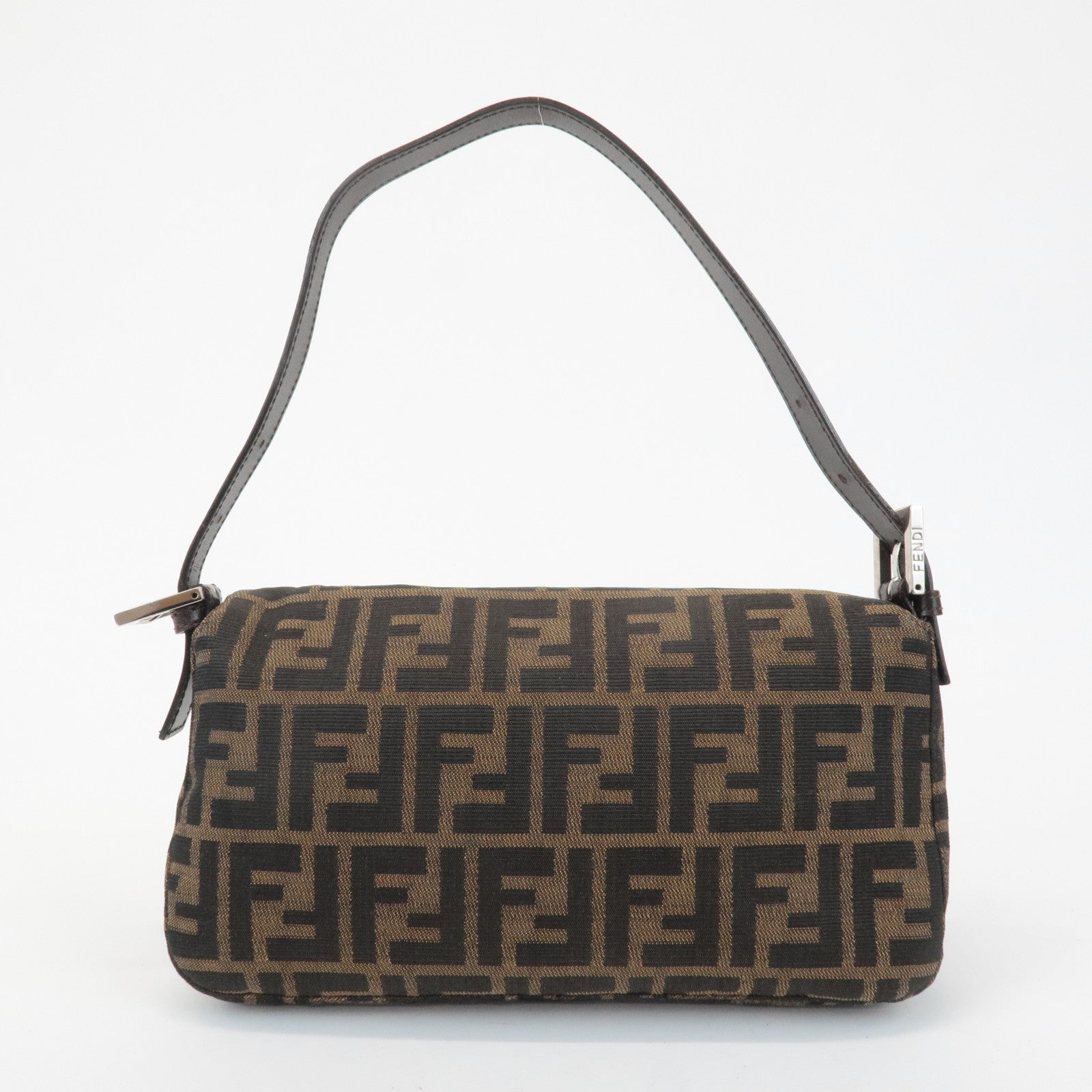FENDI Zucca Mamma Baguette Canvas Shoulder Bag 26424 Brown Black Used