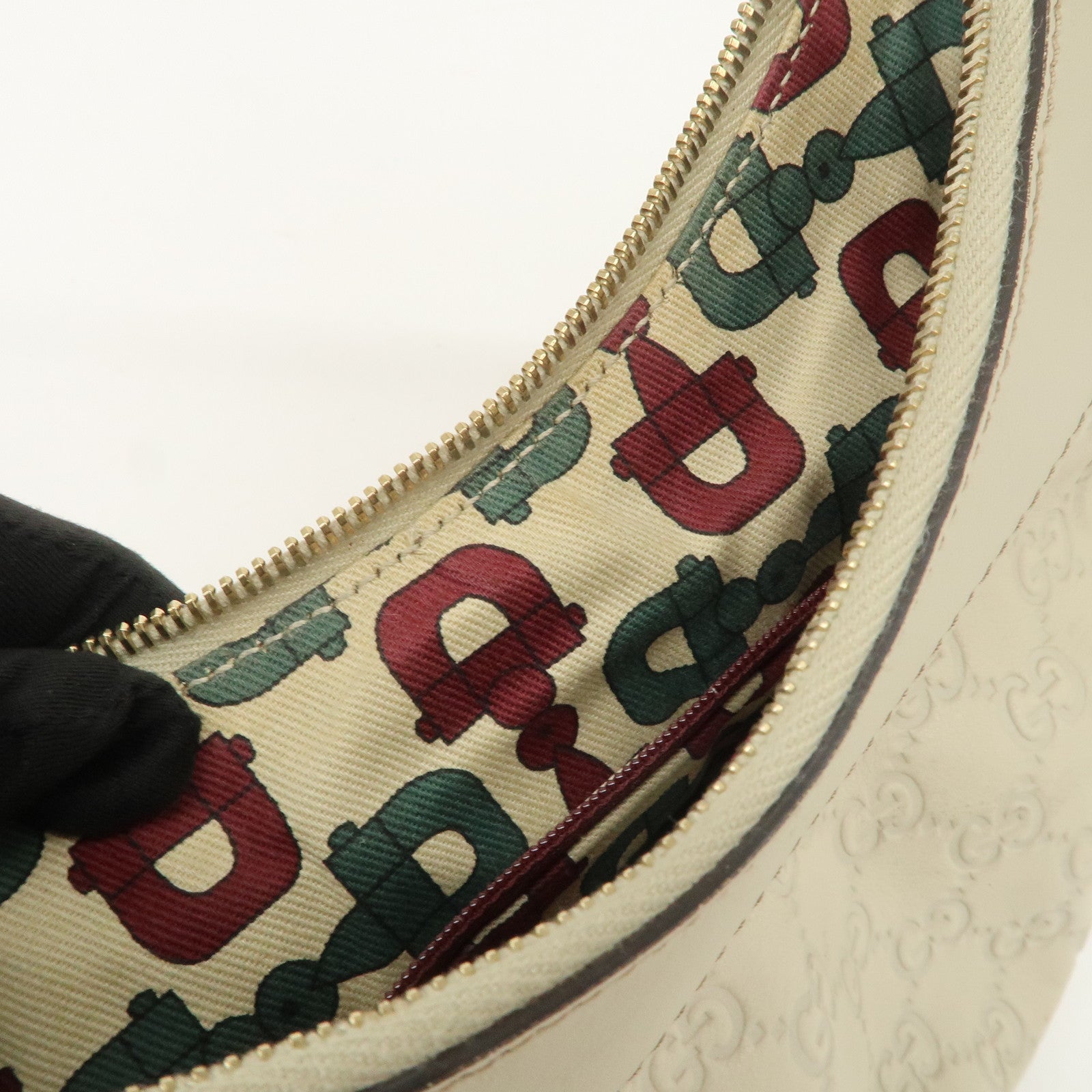 GUCCI Abbey Guccissima Leather Shoulder Bag Hand Bag Ivory 190525 Used