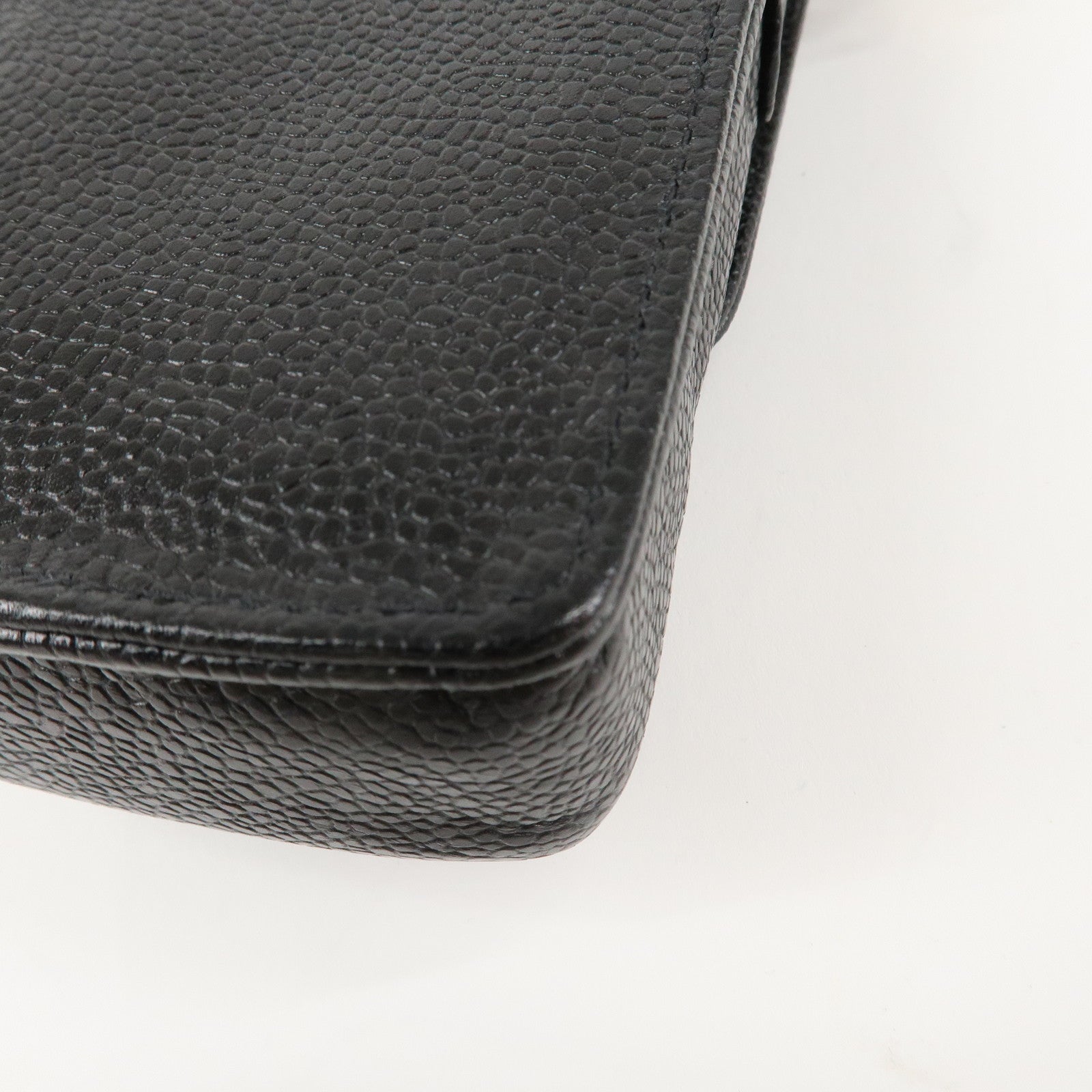 CHANEL COCO Mark Leather Chain Phone Shoulder Black Gold HDW3513453 Used