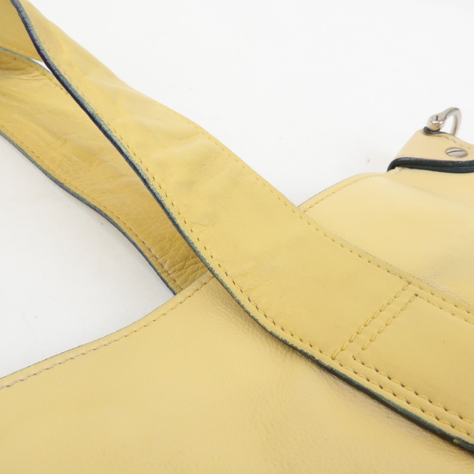 CHANEL COCO Mark Lamb Skin 2Way Bag Tote Bag Yellow Used