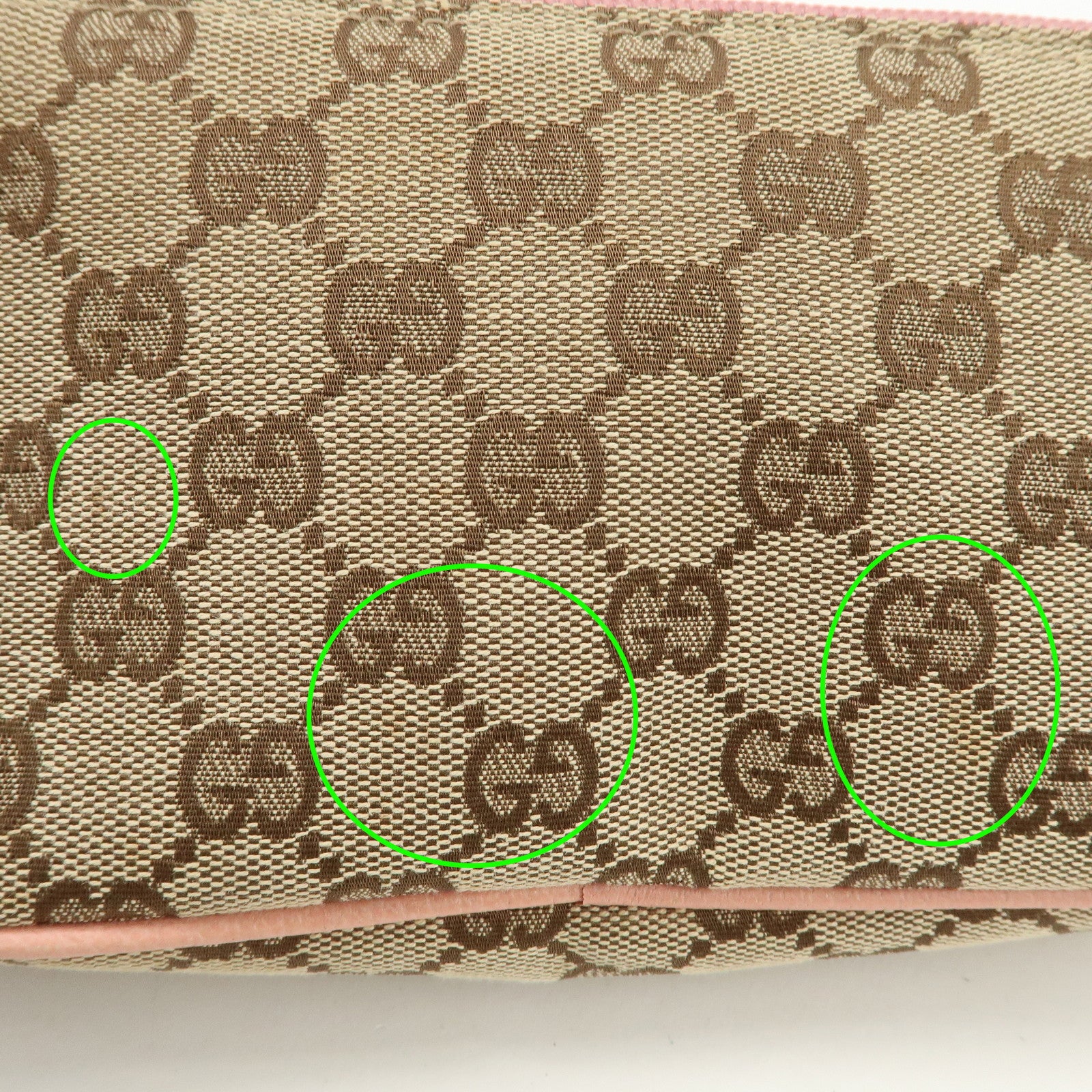 GUCCI Boat Bag GG Monogram Canvas Leather Hand Bag Brown Pink 07198