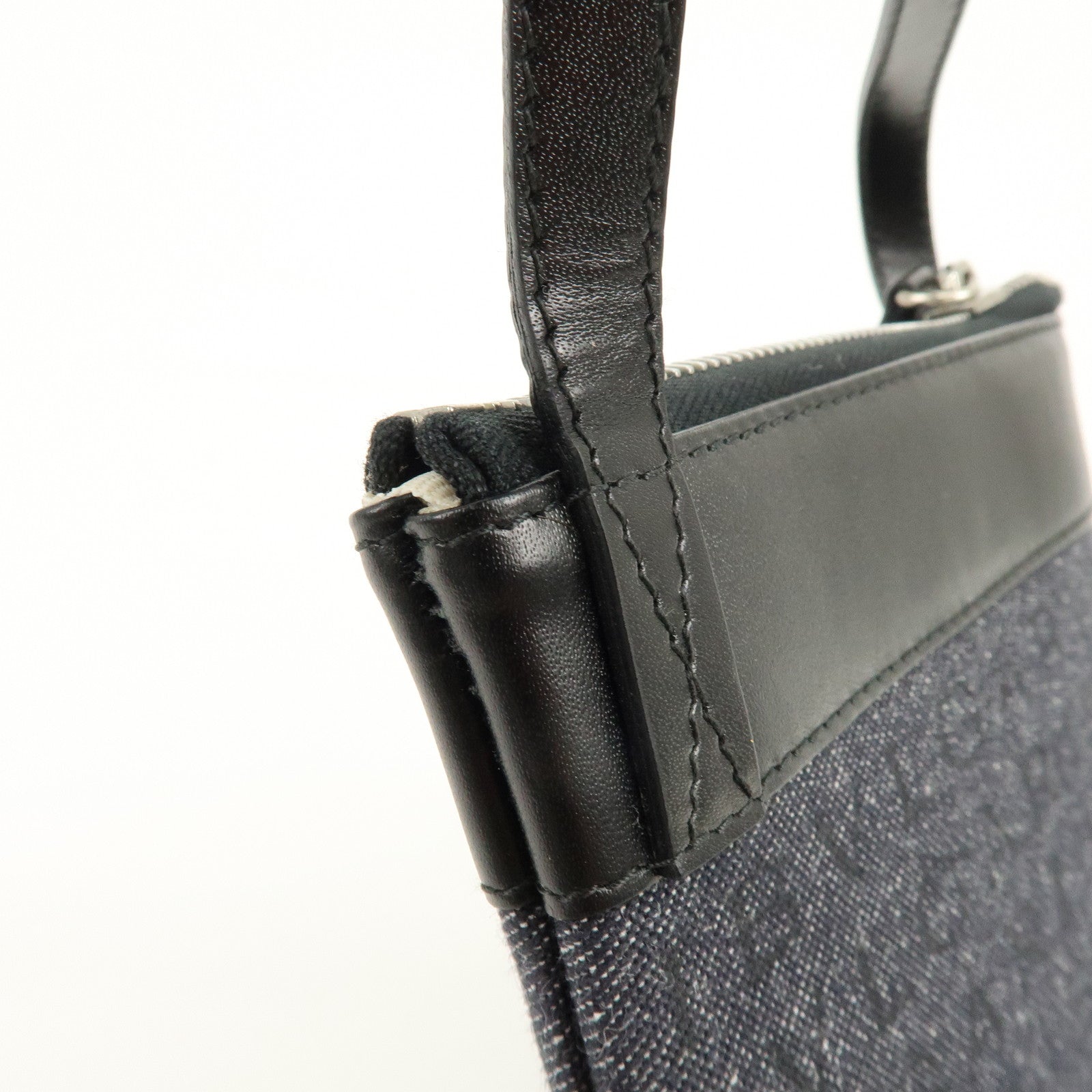 BVLGARI Logo Mania Denim Leather Shoulder Bag Crossbody Bag Black