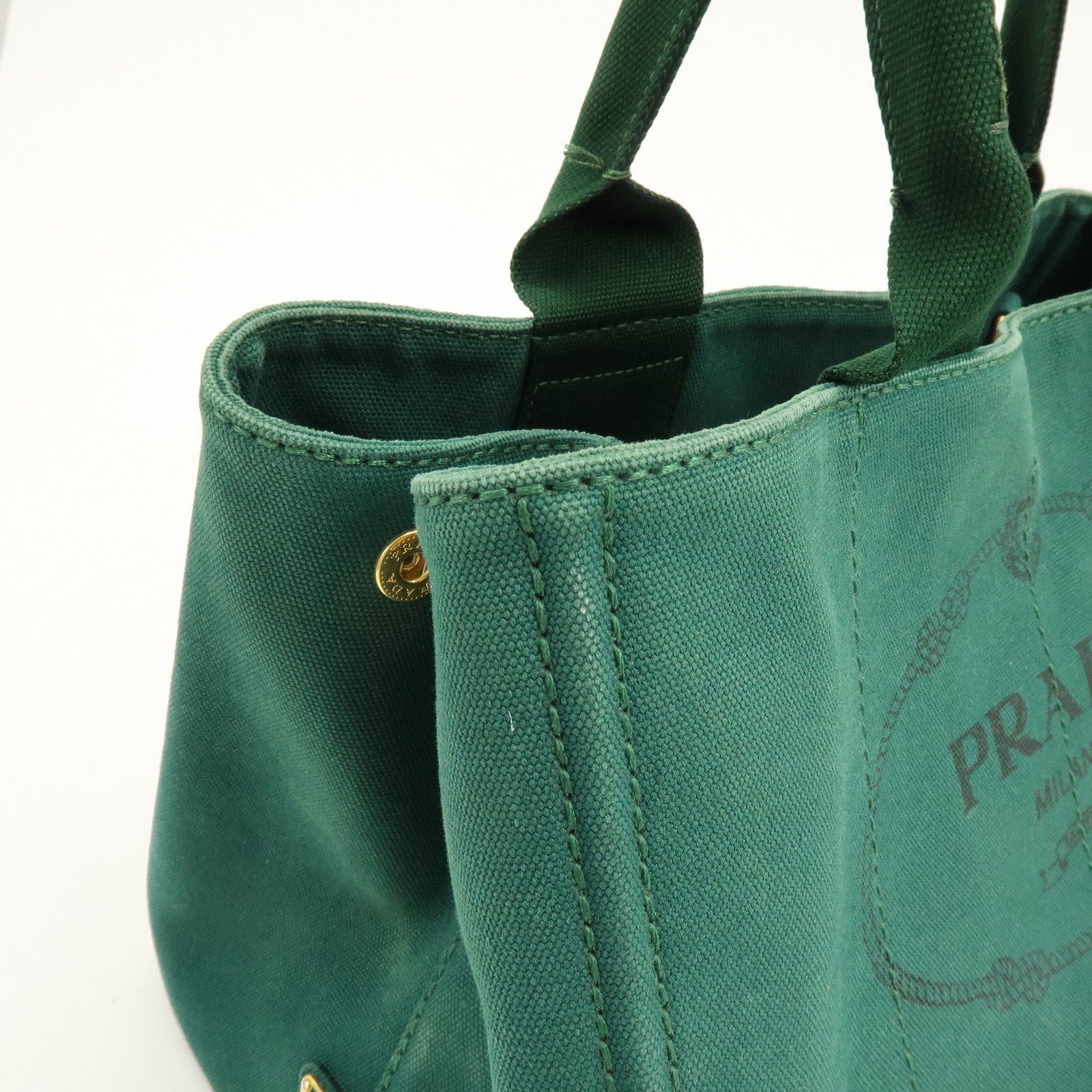 PRADA Triangle Logo Canapa Canvas 2Way Bag Shoulder Hand Bag Green