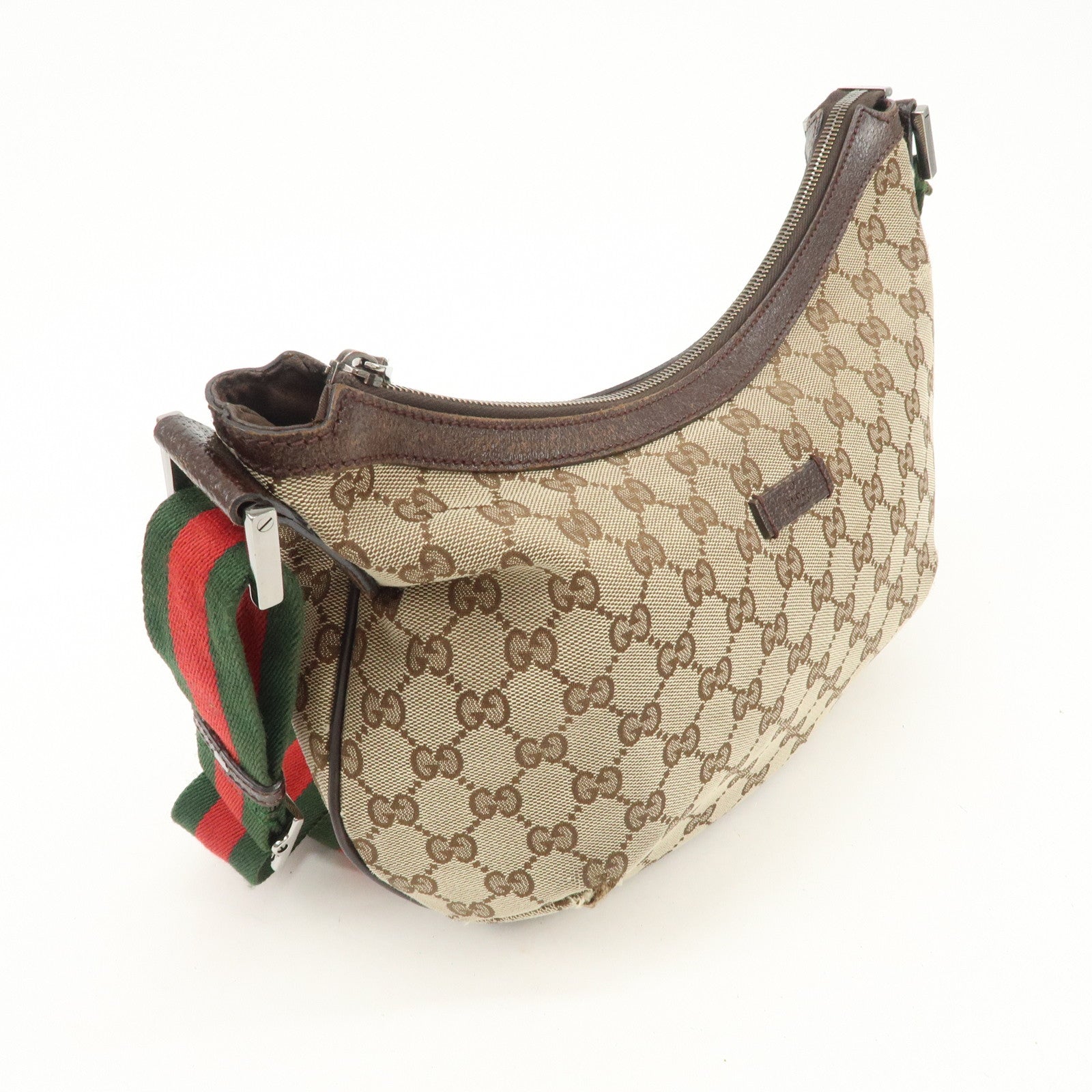 GUCCI Sherry GG Canvas Leather Shoulder Bag Beige Brown 181092 Used