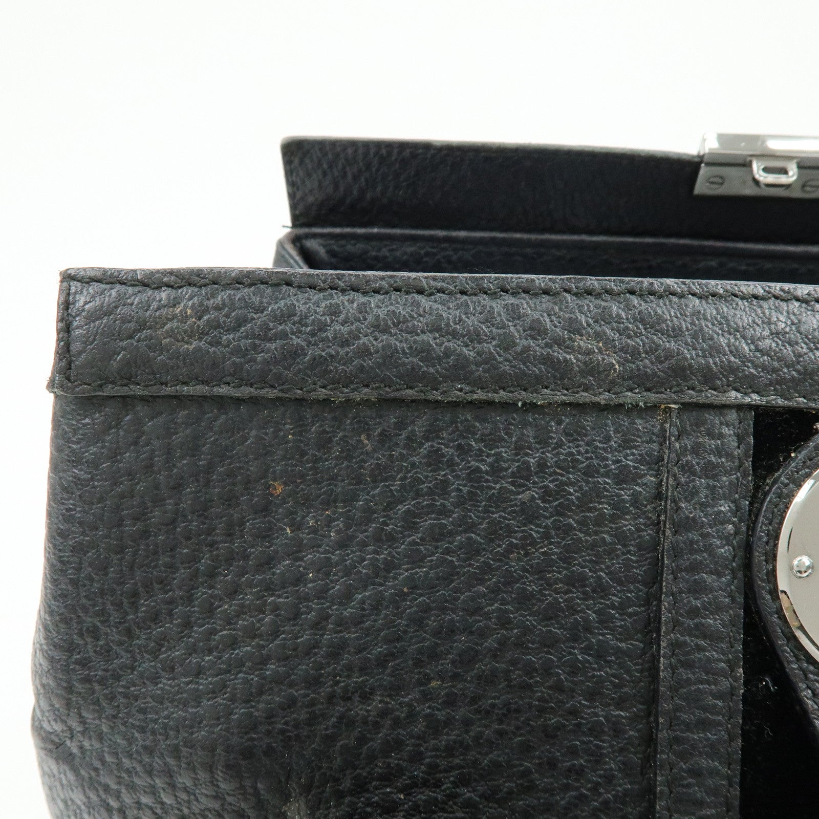 GUCCI Leather Velor Hand Bag Doctor's Bag Shoulder Bag Black 146002