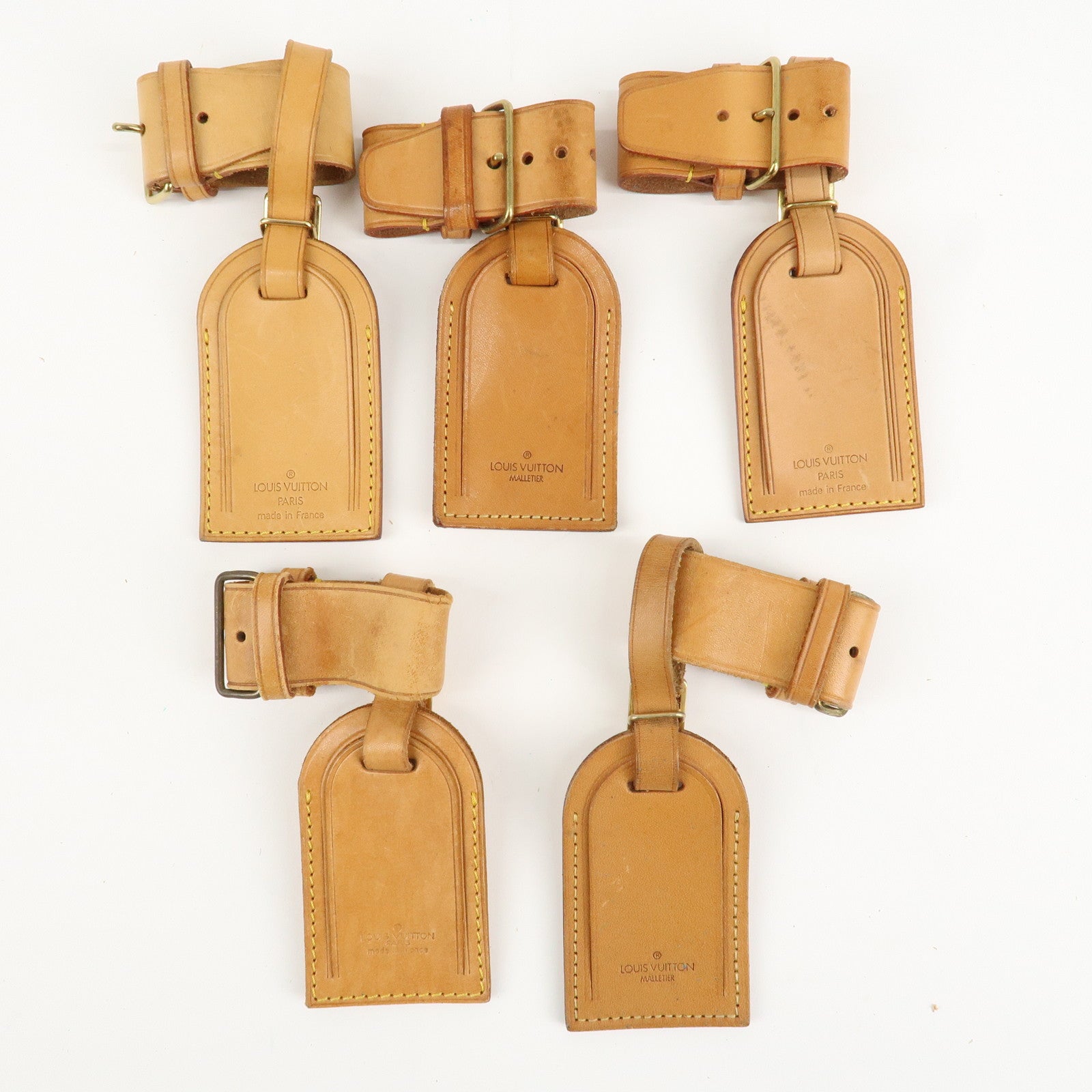 Louis Vuitton Set of 10 Leather Name Tag & Poignet Natural Used