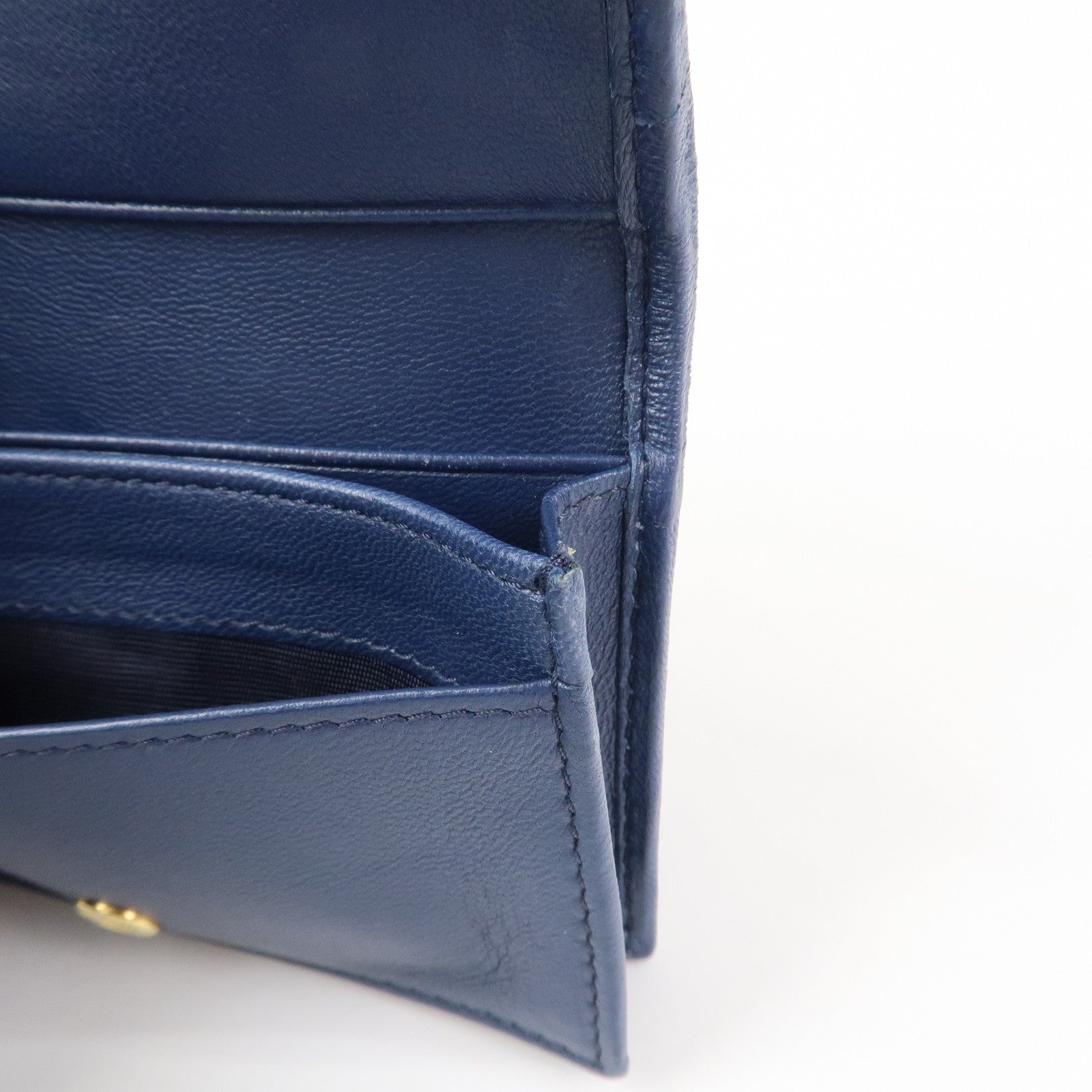 MIU MIU Matelasse Leather Keyring Card Case Card Holder Blue 5MC407