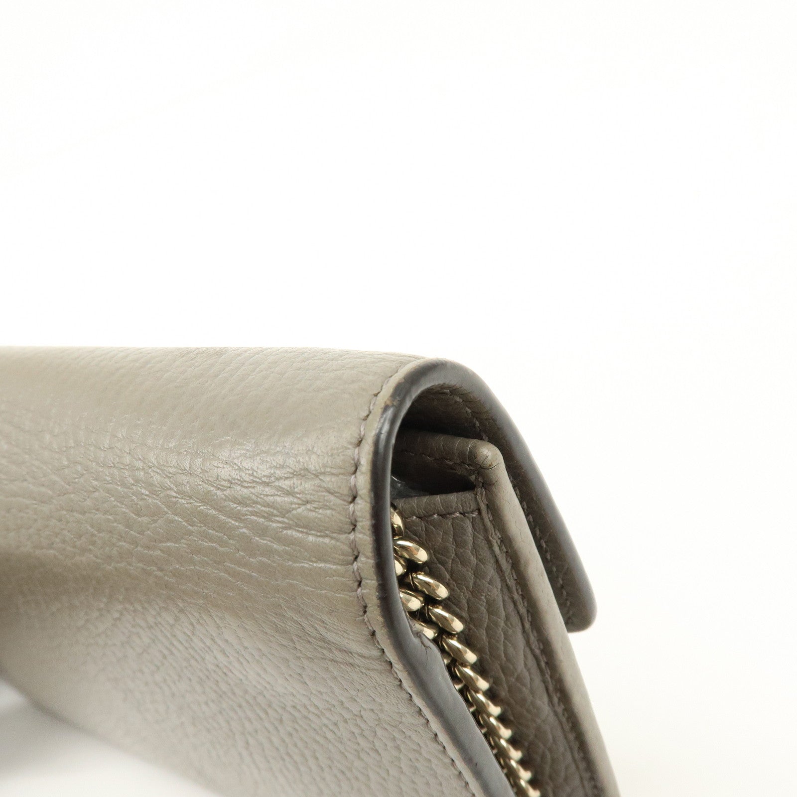 GUCCI Interlocking G Leather Chain Wallet Shoulder Bag Gray 510314
