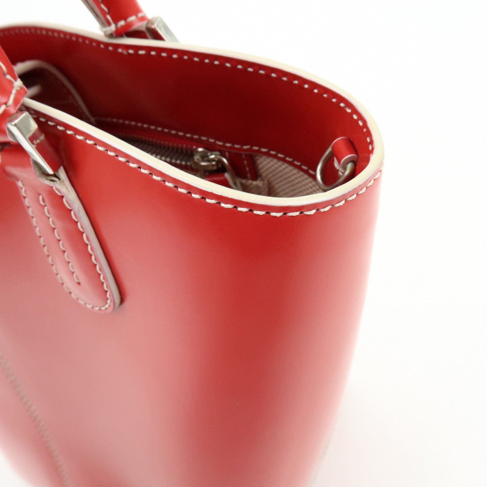TOD'S Logo Leather Hand Bag Tote Bag Red