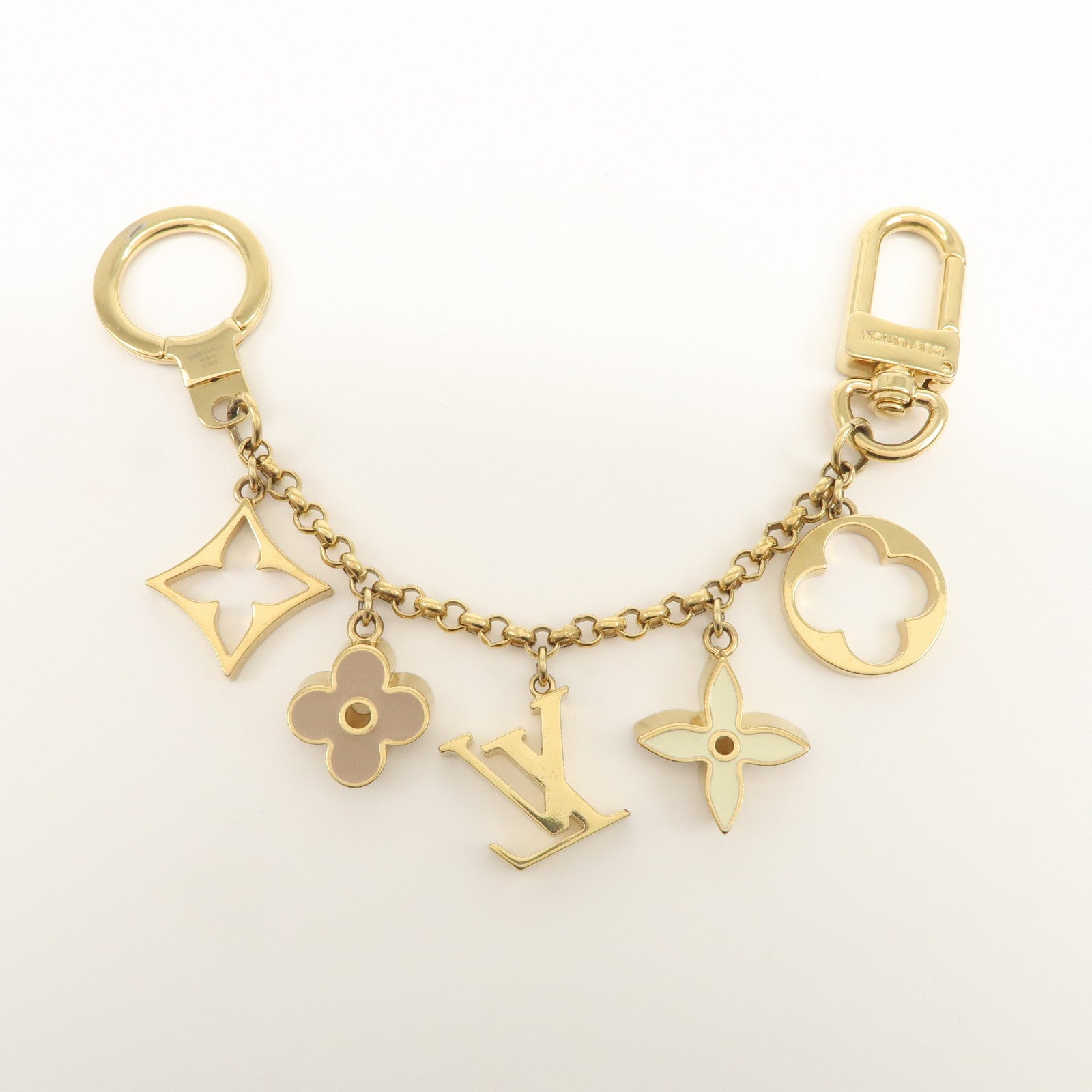 Louis Vuitton Fleur de Monogram Bag Charm Key Chain Gold M65111