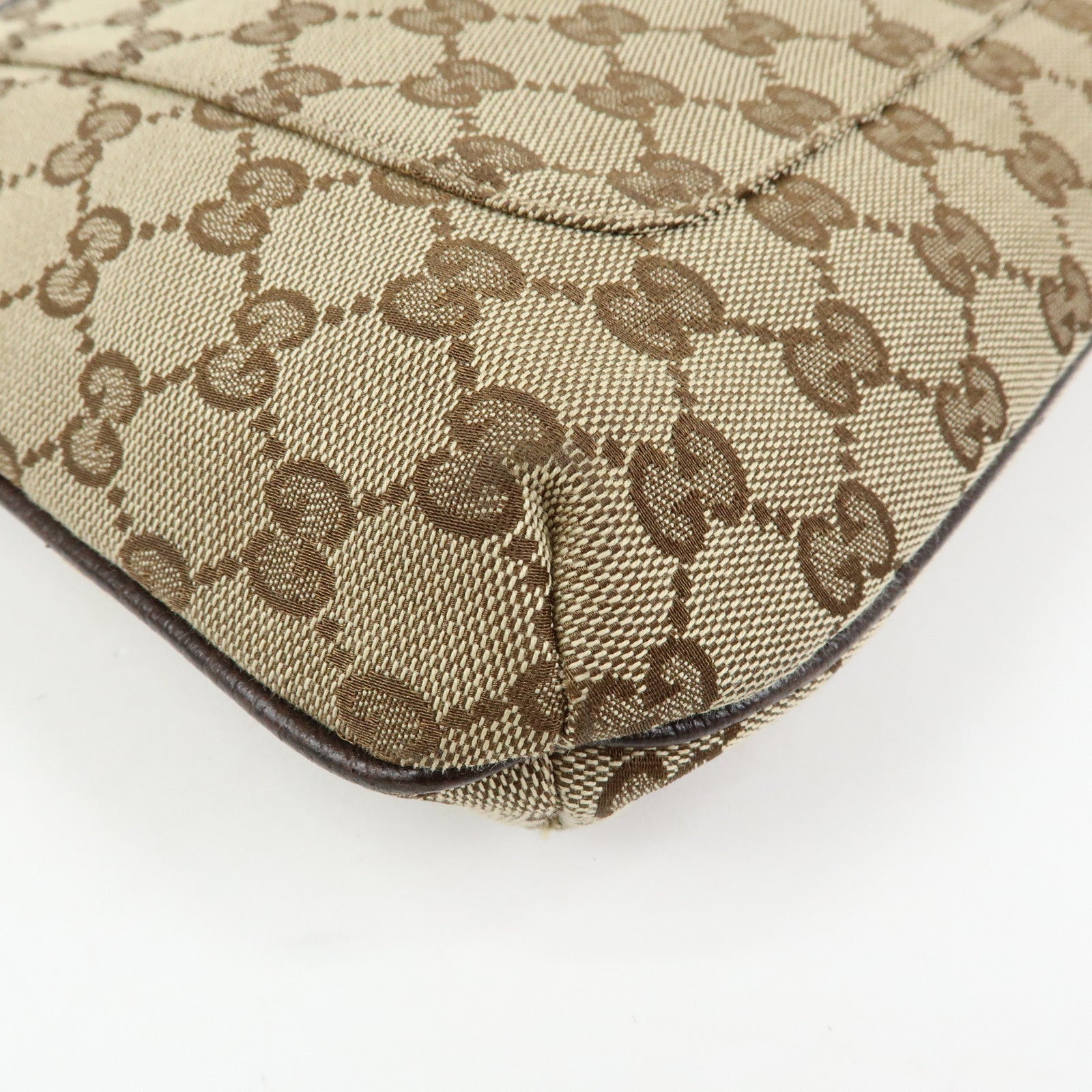 GUCCI GG Canvas Leather Shoulder Crossbody Bag Beige Brown 122793