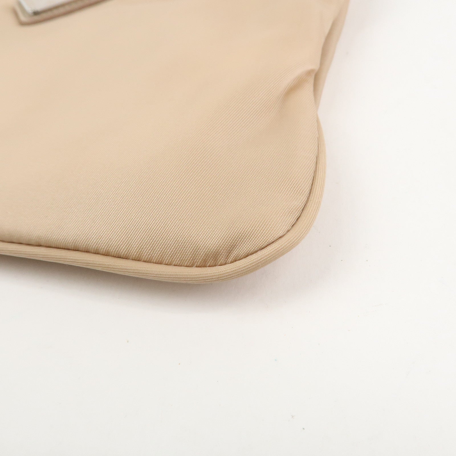 PRADA Triangle Logo TESSUTO Hand Bag Pouch Beige 1NH545