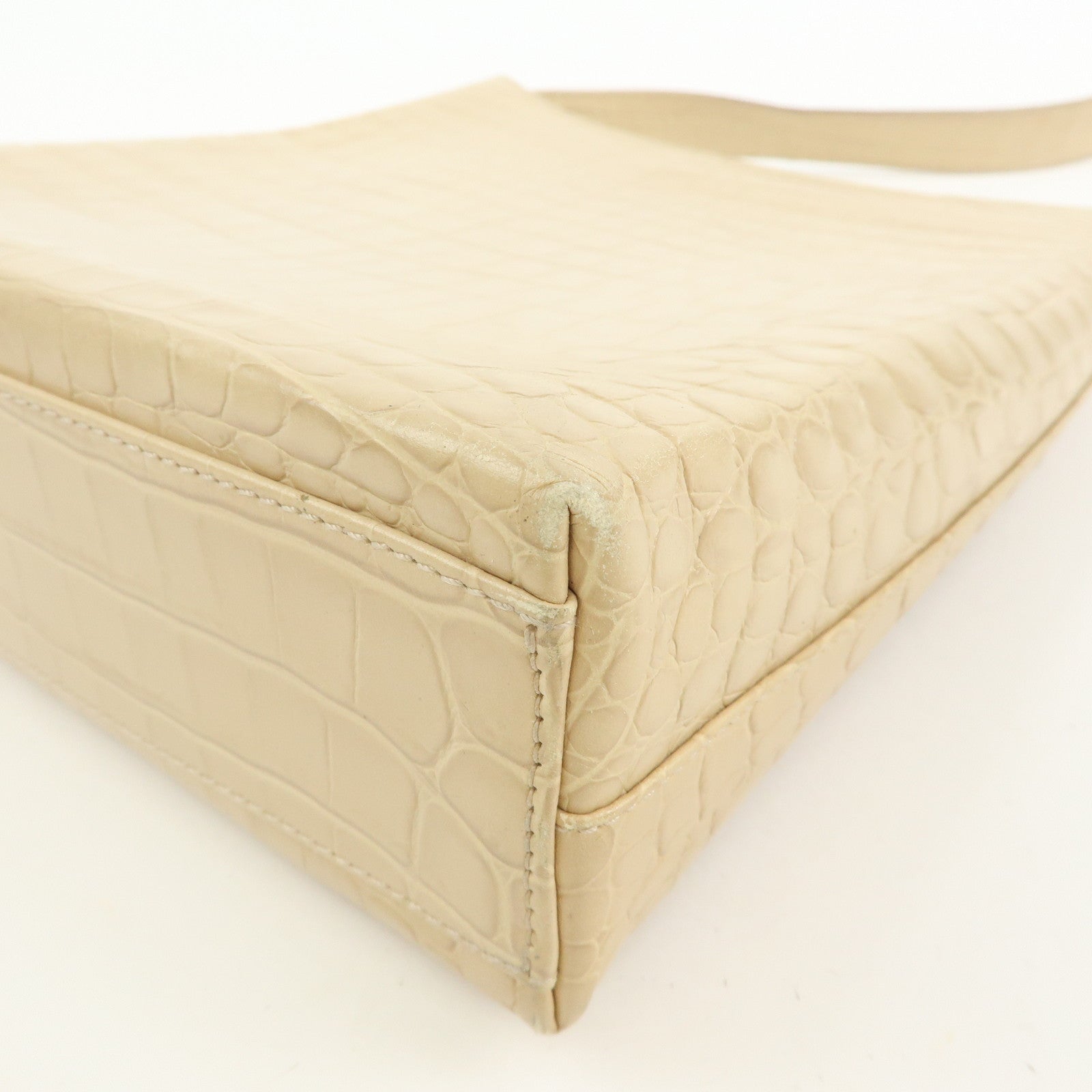 Ferragamo Gancini Embossed Leather Shoulder Bag Beige