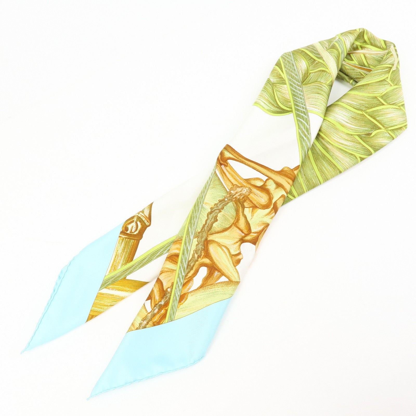 HERMES HERMES Carre 90 Silk 100% Scarf Jardin Creole Green Blue