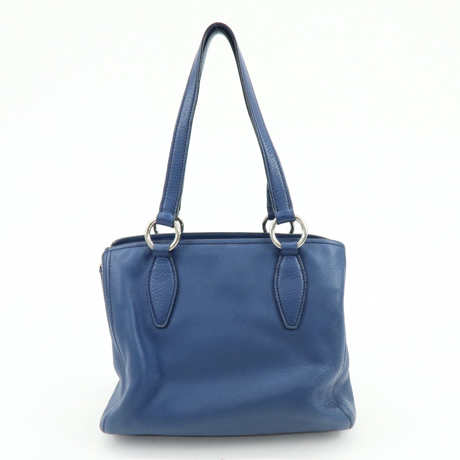 MIU MIU Leather 2Way Bag Hand Bag Shoulder Crossbody Bag Blue