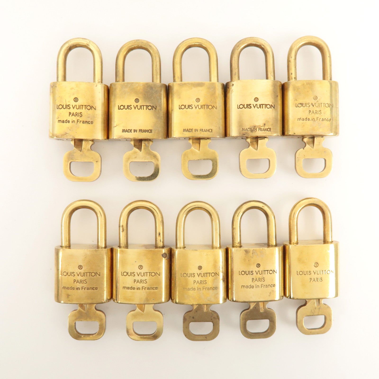 Louis Vuitton Set of 10 Lock & Key Cadena Key Lock Metal Gold Used