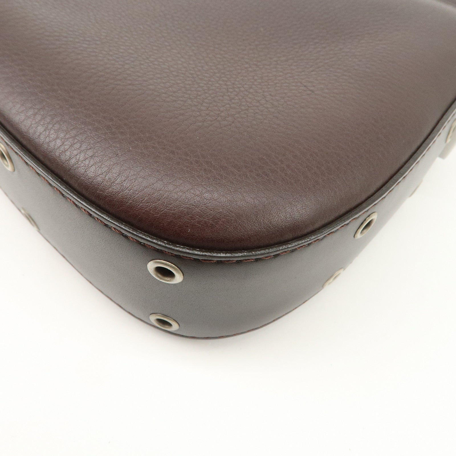 Christian Dior Street Chic Logo Leather Shoulder Bag Hand Bag Brown Used