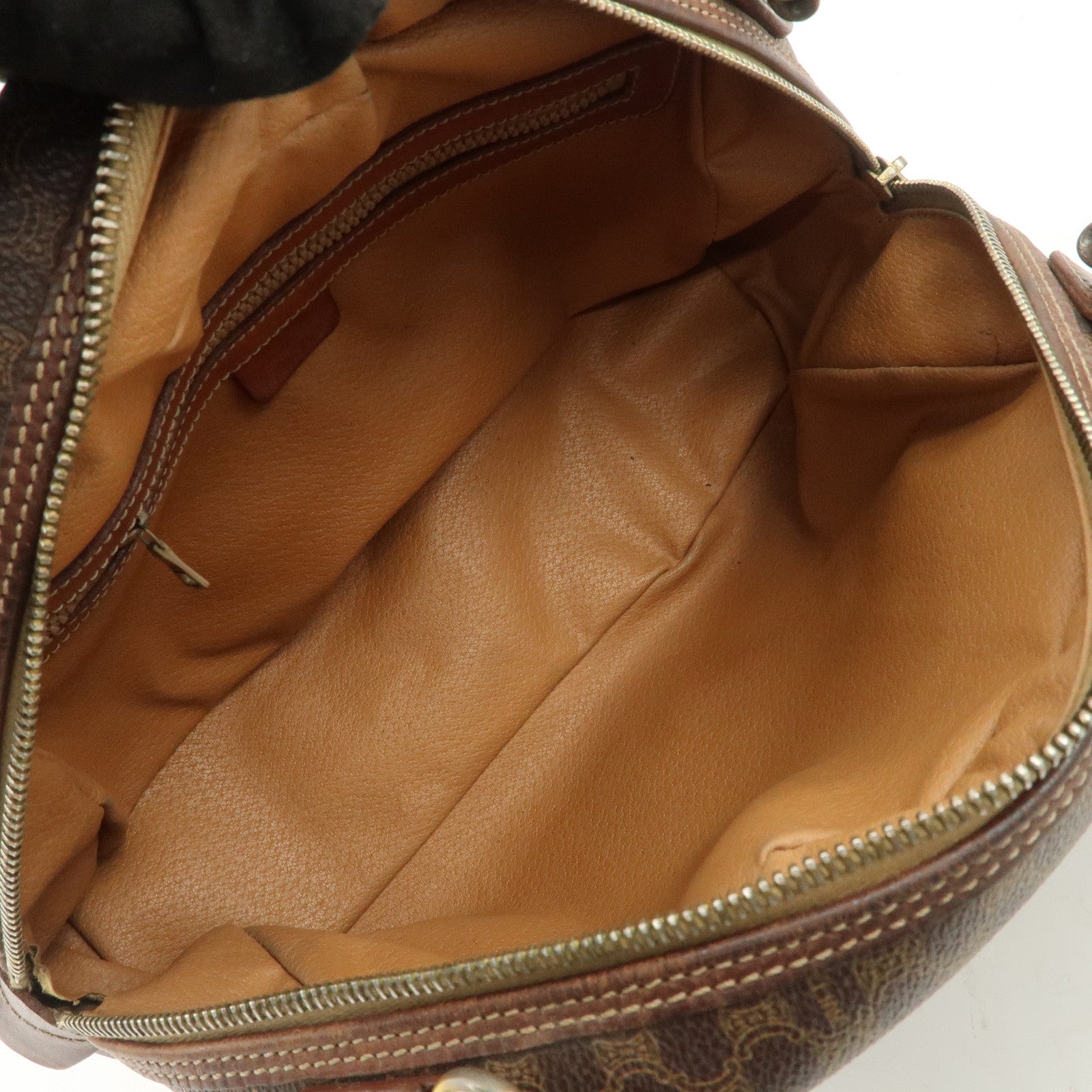 CELINE Macadam PVC Leather Hand Bag Brown Gold HDW