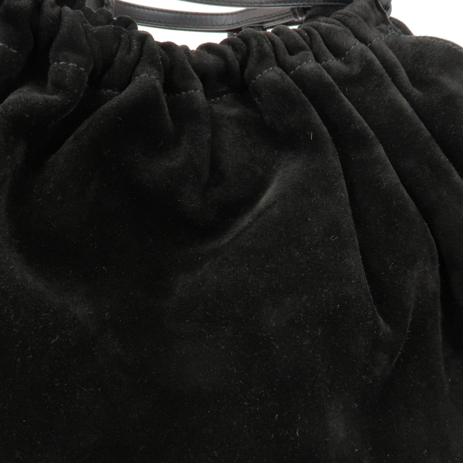 GUCCI Suede Leather Hand Bag Shoulder Bag Black 0014335