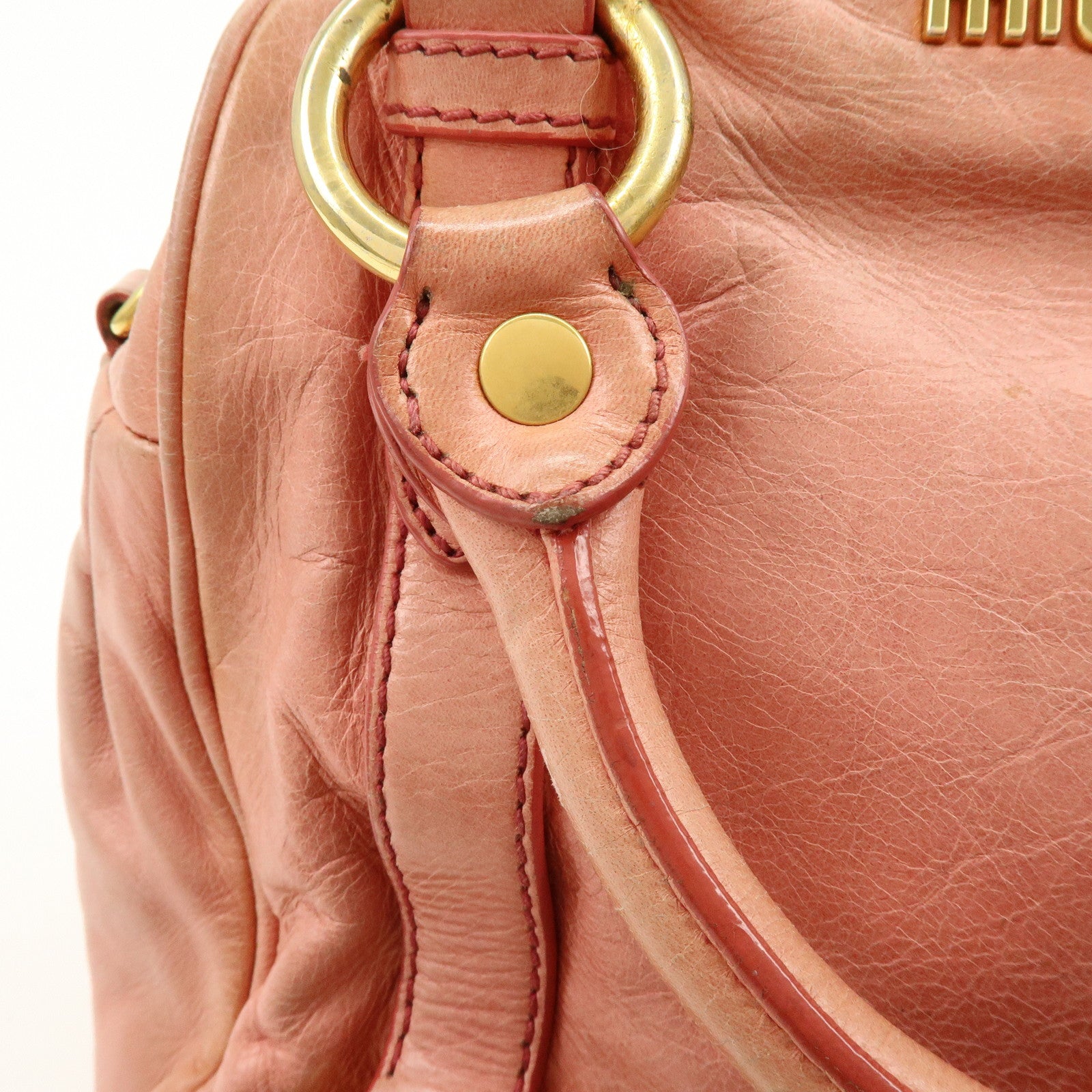 MIU MIU Leather 2Way Bag Hand Bag Shoulder Bag Pink