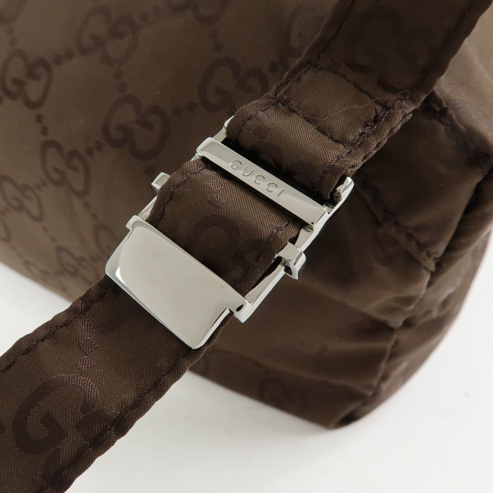 GUCCI GG Nylon Leather Backpack Brown 223670