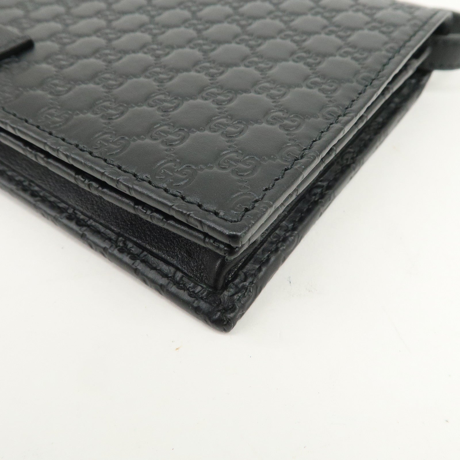 GUCCI Micro Guccissima Leather Shoulder Bag Wallet Bag Black 466507