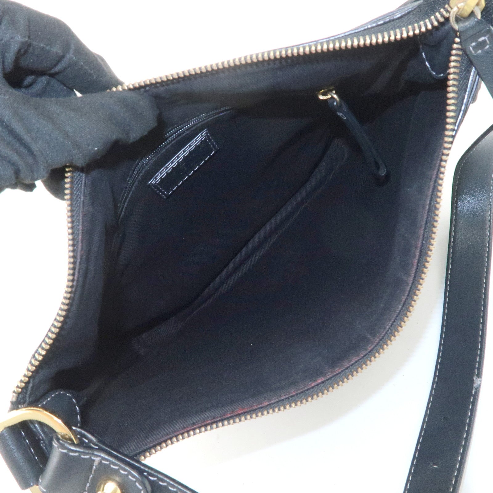 LOEWE 160th Anniversary Leather Shoulder Bag Hand Bag Black Gold